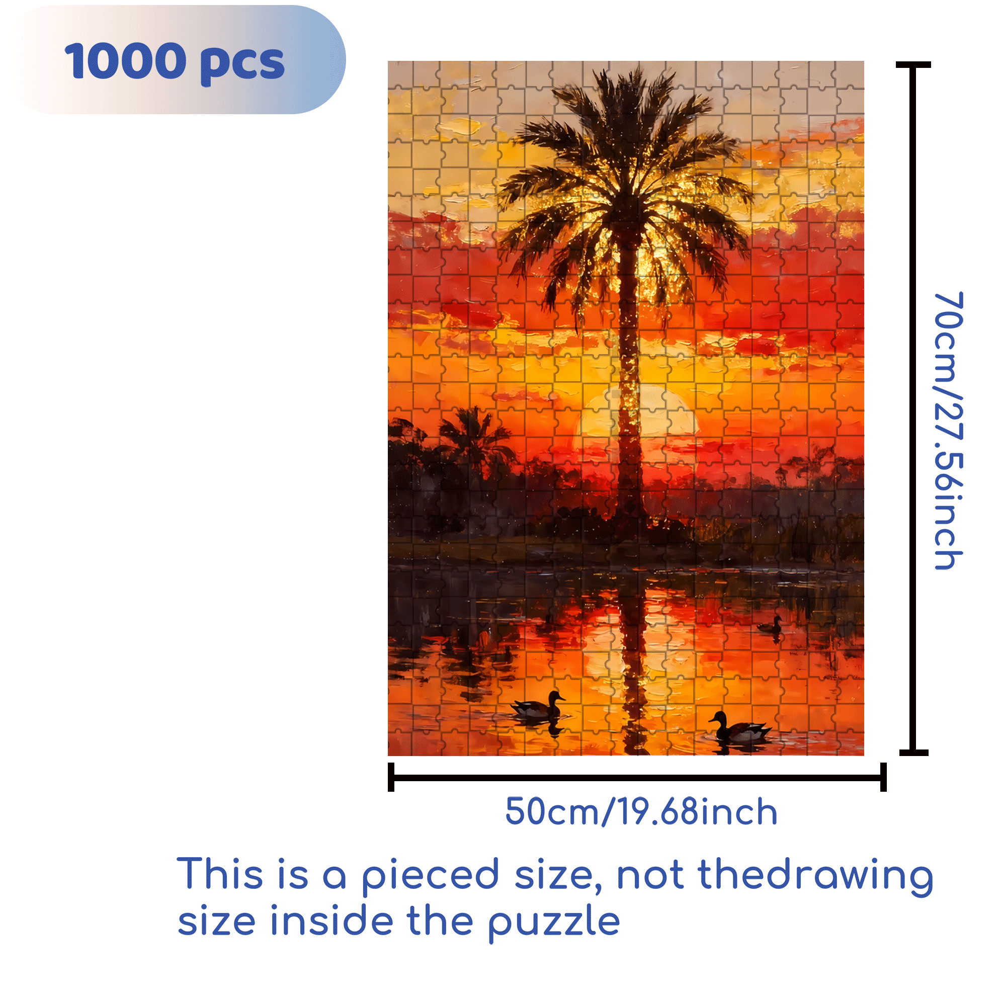 Palm Trees In The Setting Sun 500pcs/1000pcs Jigsaw Puzzle, Scratch-Resistant, Interactive Family Game & Brain-Boosting DIY Decor, Perfect for Halloween, Christmas & New Year Gifts, Family Puzzle Game