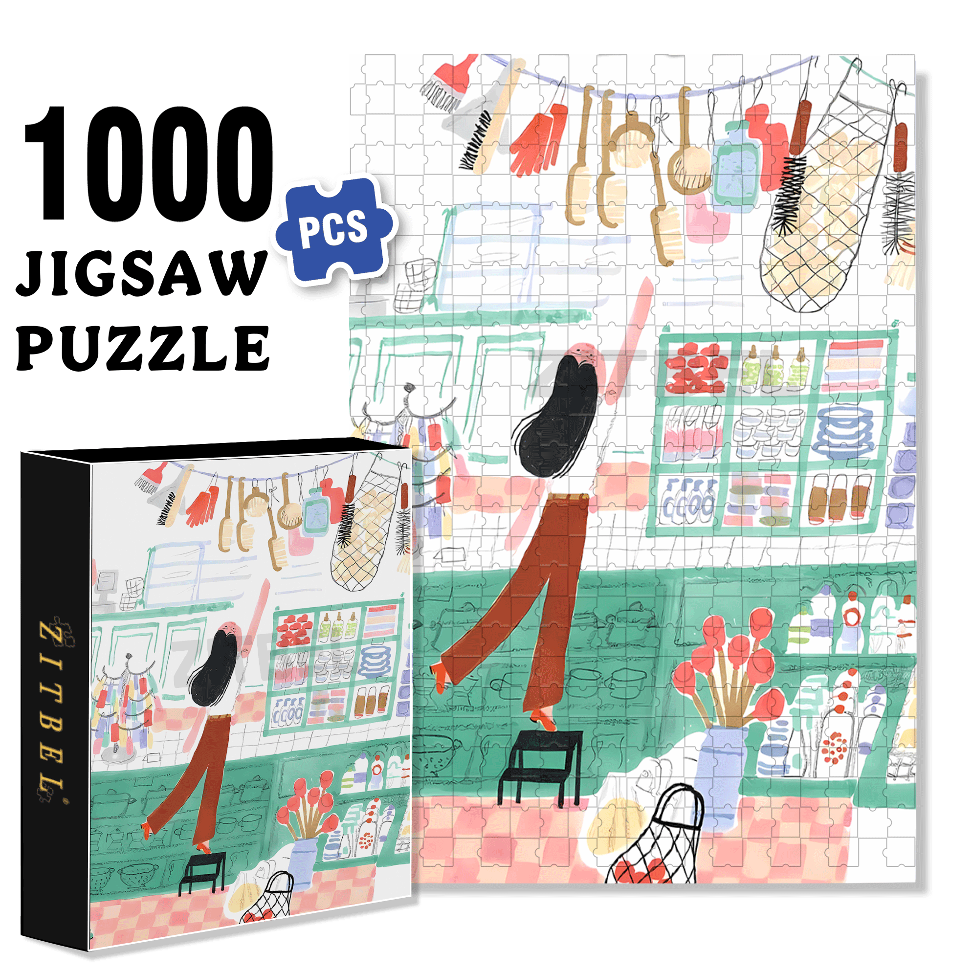 Pastoral Style 2 500pcs/1000pcs Jigsaw Puzzle, Scratch-Resistant, Interactive Family Game & Brain-Boosting DIY Decor, Perfect for Halloween, Christmas & New Year Gifts, Family Puzzle Game