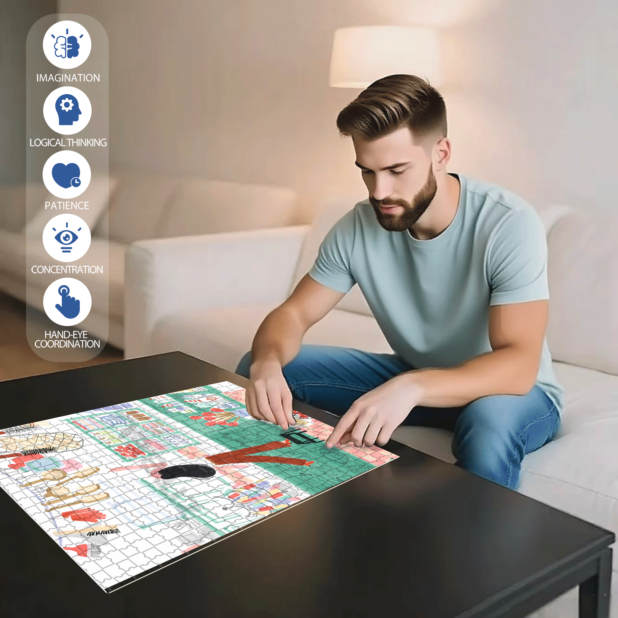 Pastoral Style 2 500pcs/1000pcs Jigsaw Puzzle, Scratch-Resistant, Interactive Family Game & Brain-Boosting DIY Decor, Perfect for Halloween, Christmas & New Year Gifts, Family Puzzle Game