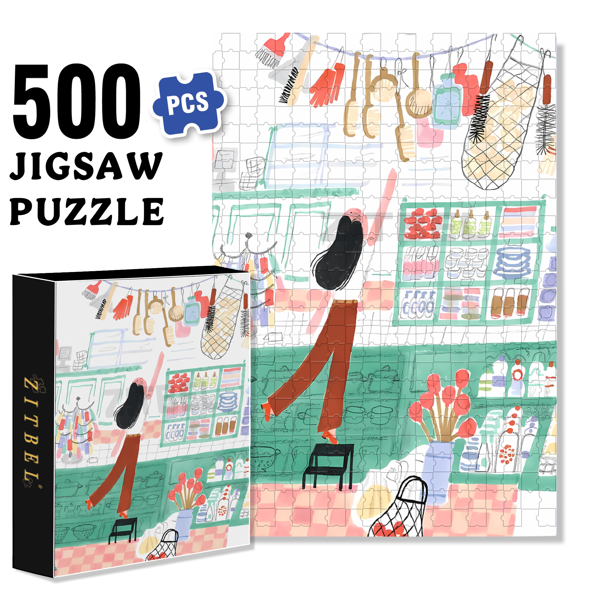 Pastoral Style 2 500pcs/1000pcs Jigsaw Puzzle, Scratch-Resistant, Interactive Family Game & Brain-Boosting DIY Decor, Perfect for Halloween, Christmas & New Year Gifts, Family Puzzle Game