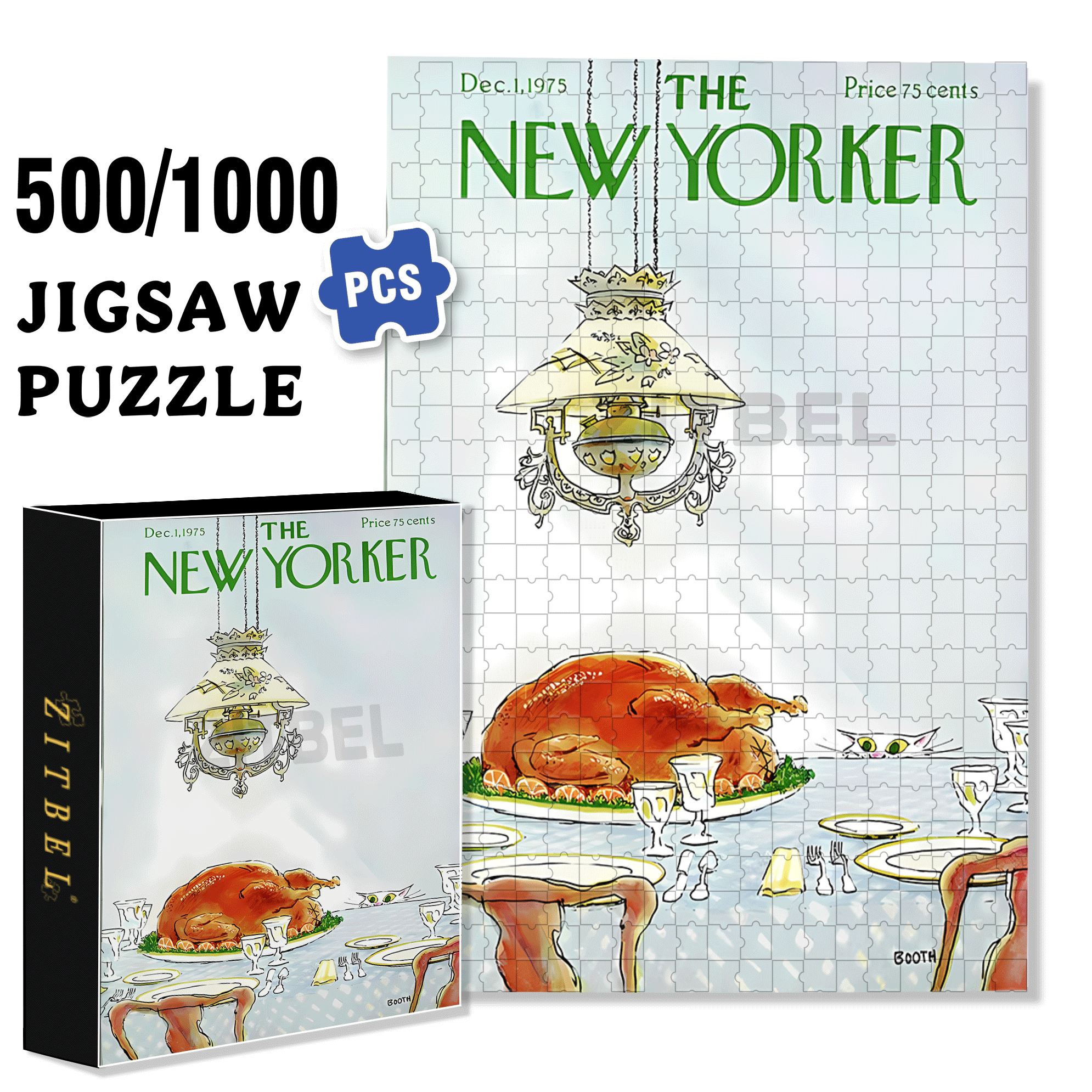 Roast Chicken 500pcs/1000pcs Jigsaw Puzzle, Scratch-Resistant, Interactive Family Game & Brain-Boosting DIY Decor, Perfect for Halloween, Christmas & New Year Gifts, Family Puzzle Game
