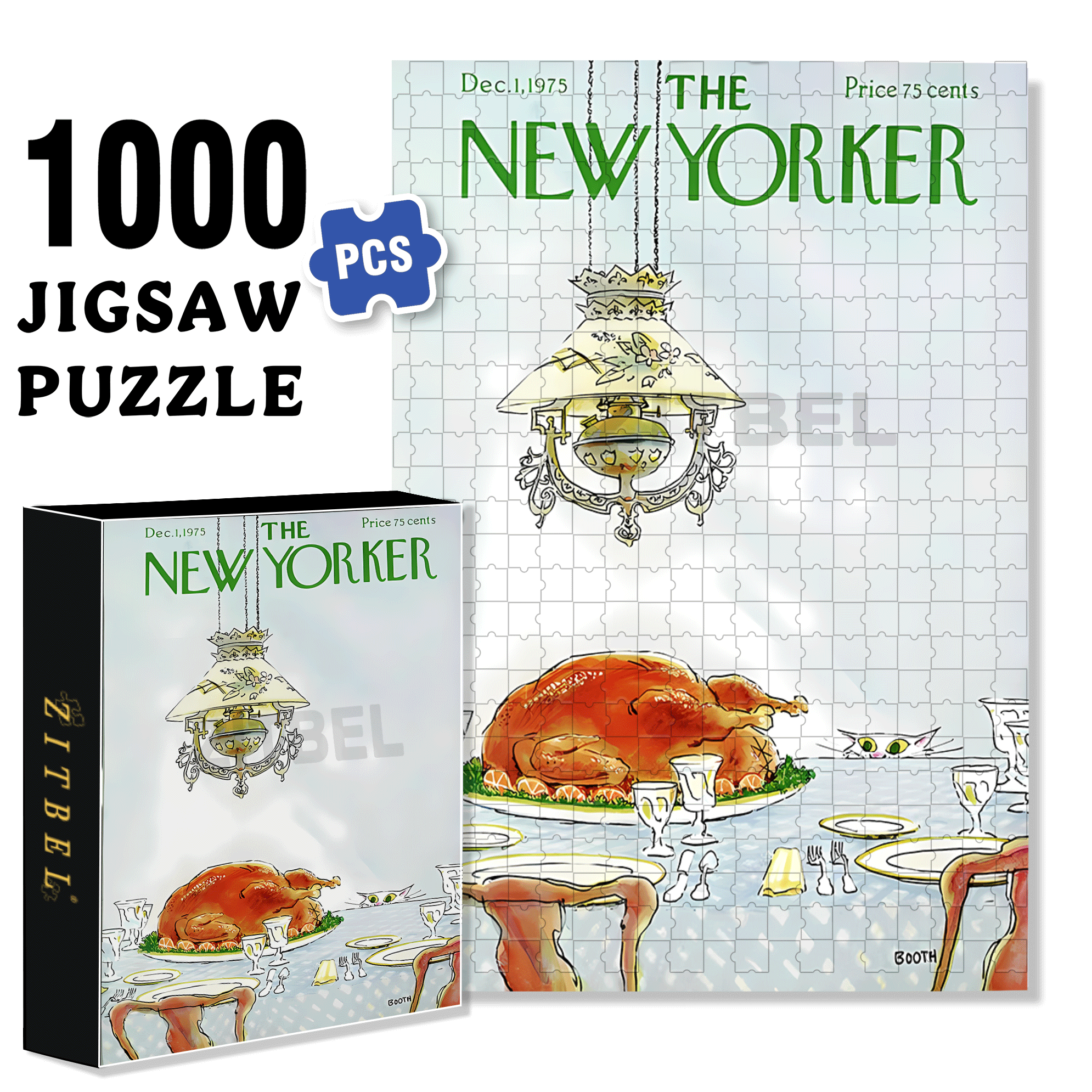 Roast Chicken 500pcs/1000pcs Jigsaw Puzzle, Scratch-Resistant, Interactive Family Game & Brain-Boosting DIY Decor, Perfect for Halloween, Christmas & New Year Gifts, Family Puzzle Game