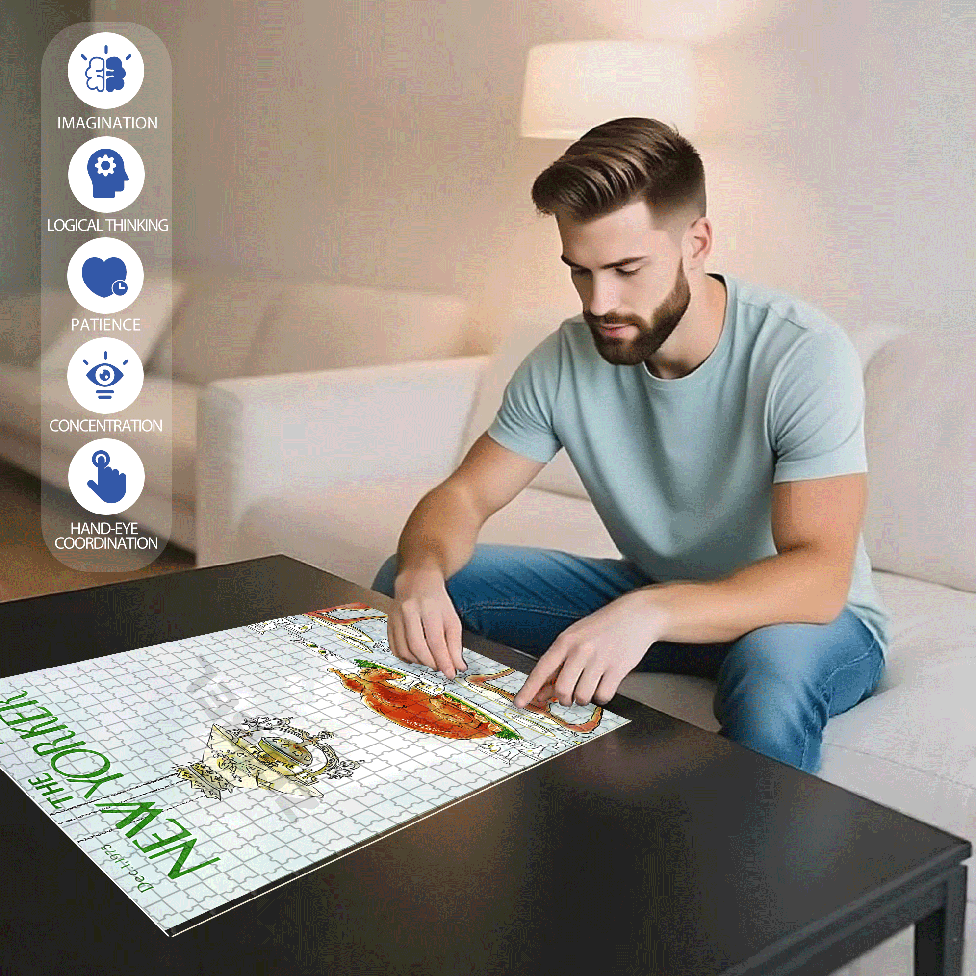 Roast Chicken 500pcs/1000pcs Jigsaw Puzzle, Scratch-Resistant, Interactive Family Game & Brain-Boosting DIY Decor, Perfect for Halloween, Christmas & New Year Gifts, Family Puzzle Game