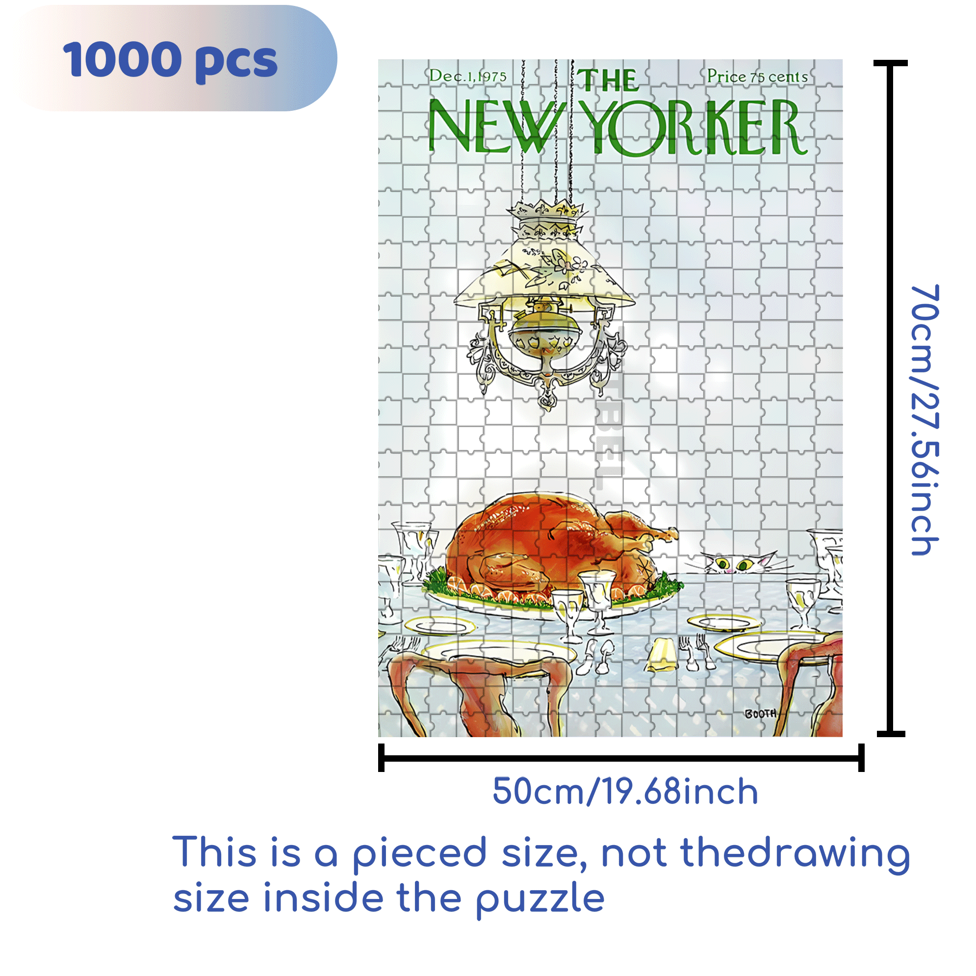 Roast Chicken 500pcs/1000pcs Jigsaw Puzzle, Scratch-Resistant, Interactive Family Game & Brain-Boosting DIY Decor, Perfect for Halloween, Christmas & New Year Gifts, Family Puzzle Game