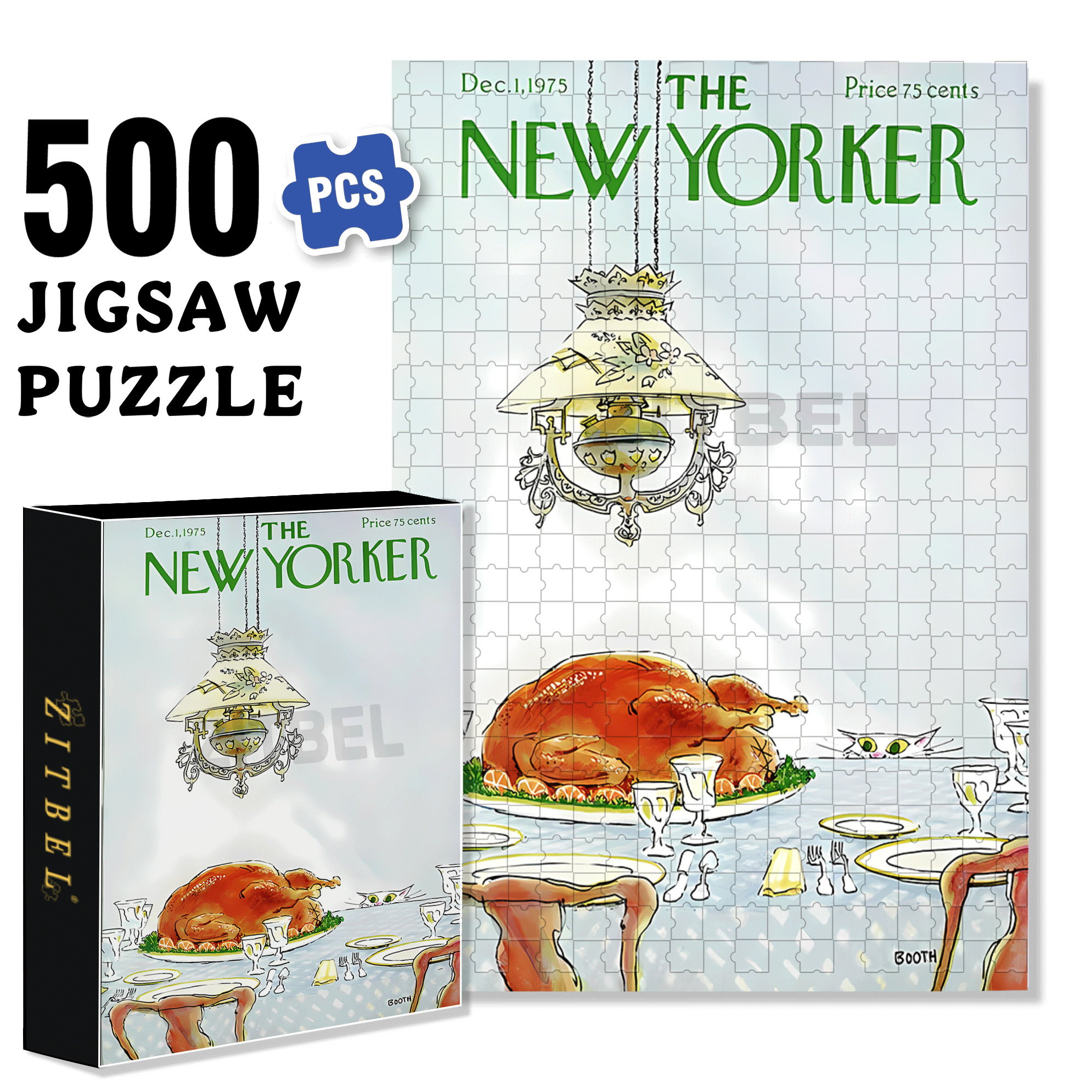 Roast Chicken 500pcs/1000pcs Jigsaw Puzzle, Scratch-Resistant, Interactive Family Game & Brain-Boosting DIY Decor, Perfect for Halloween, Christmas & New Year Gifts, Family Puzzle Game