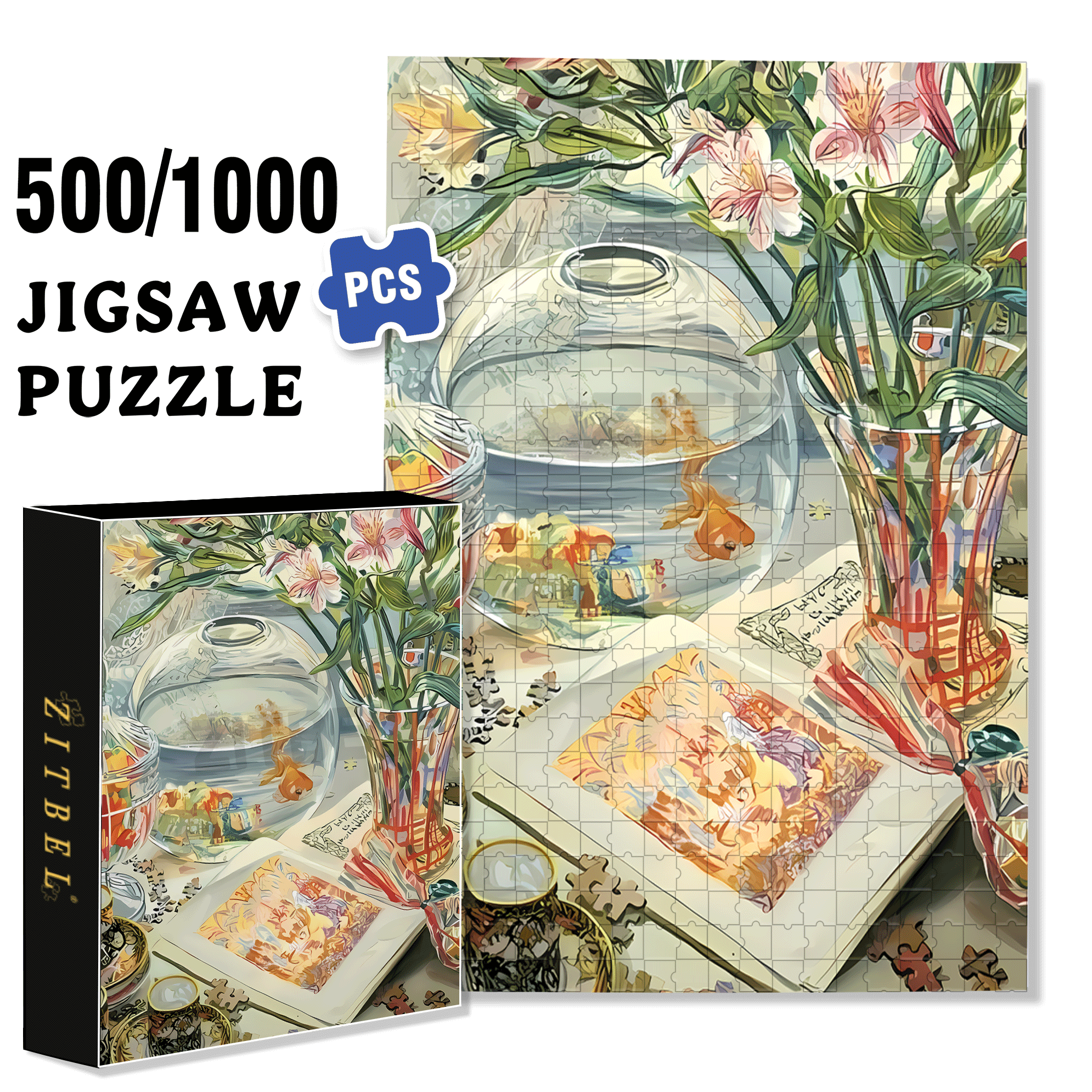 Scatter 500pcs/1000pcs Jigsaw Puzzle, Scratch-Resistant, Interactive Family Game & Brain-Boosting DIY Decor, Perfect for Halloween, Christmas & New Year Gifts, Family Puzzle Game