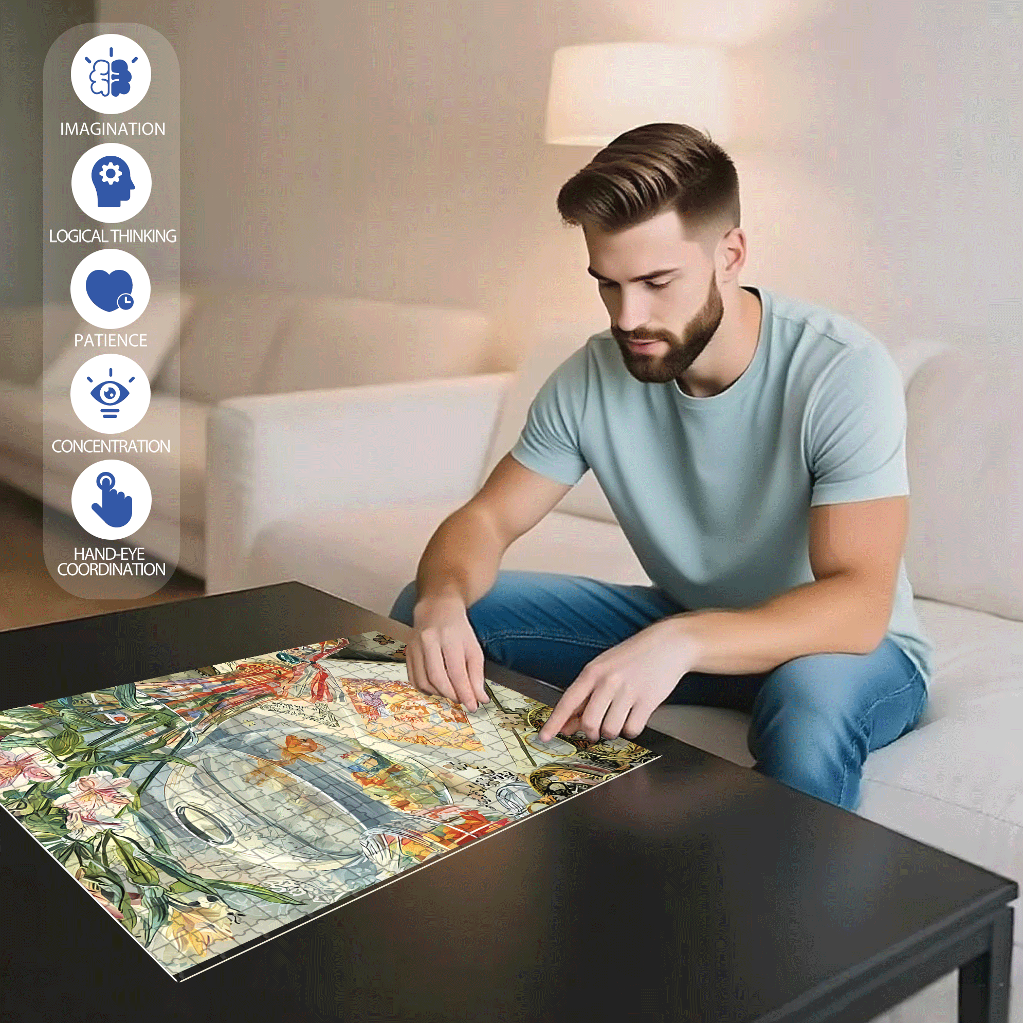 Scatter 500pcs/1000pcs Jigsaw Puzzle, Scratch-Resistant, Interactive Family Game & Brain-Boosting DIY Decor, Perfect for Halloween, Christmas & New Year Gifts, Family Puzzle Game