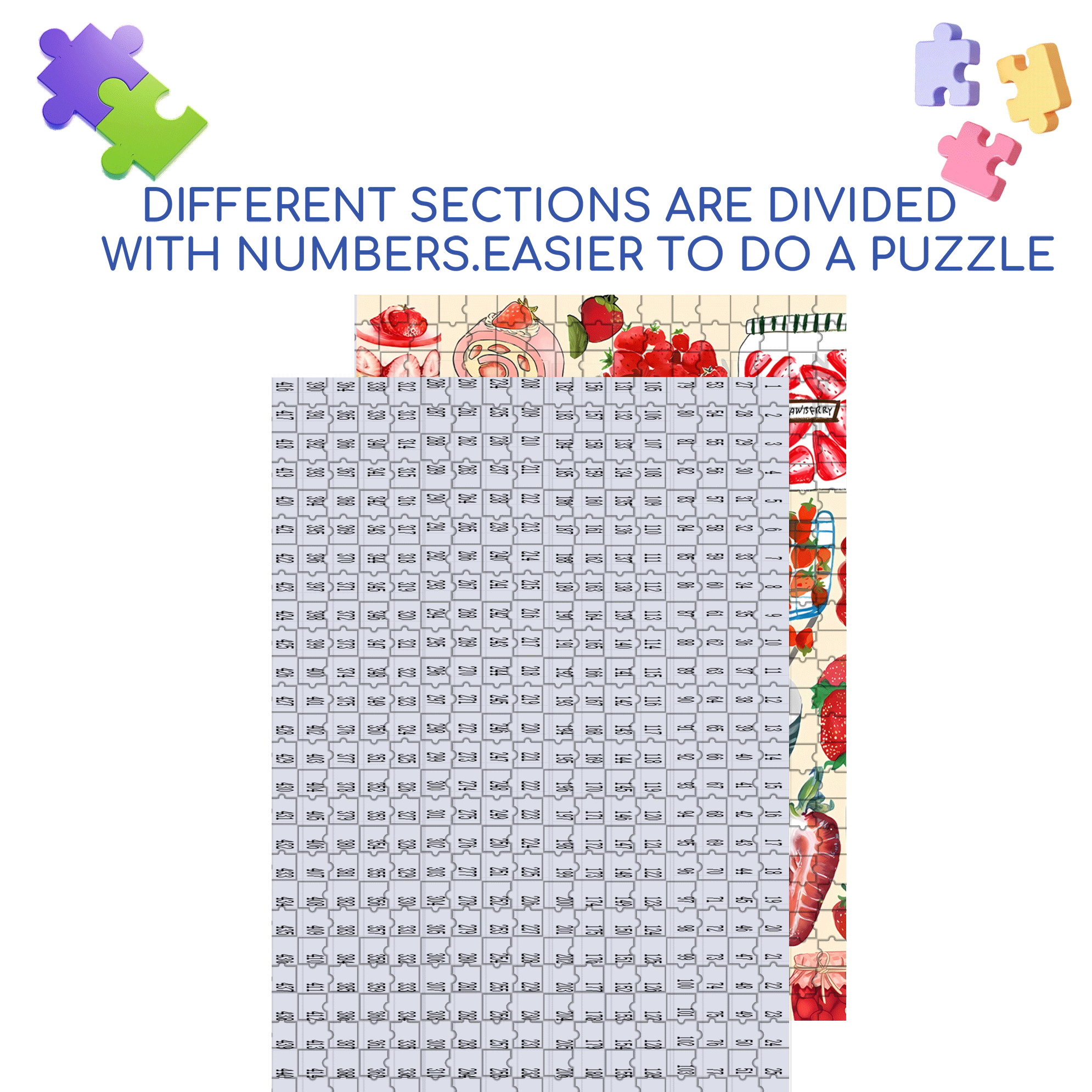 Strawberry Wallpaper Art 500pcs/1000pcs Jigsaw Puzzle, Scratch-Resistant, Interactive Family Game & Brain-Boosting DIY Decor, Perfect for Halloween, Christmas & New Year Gifts, Family Puzzle Game