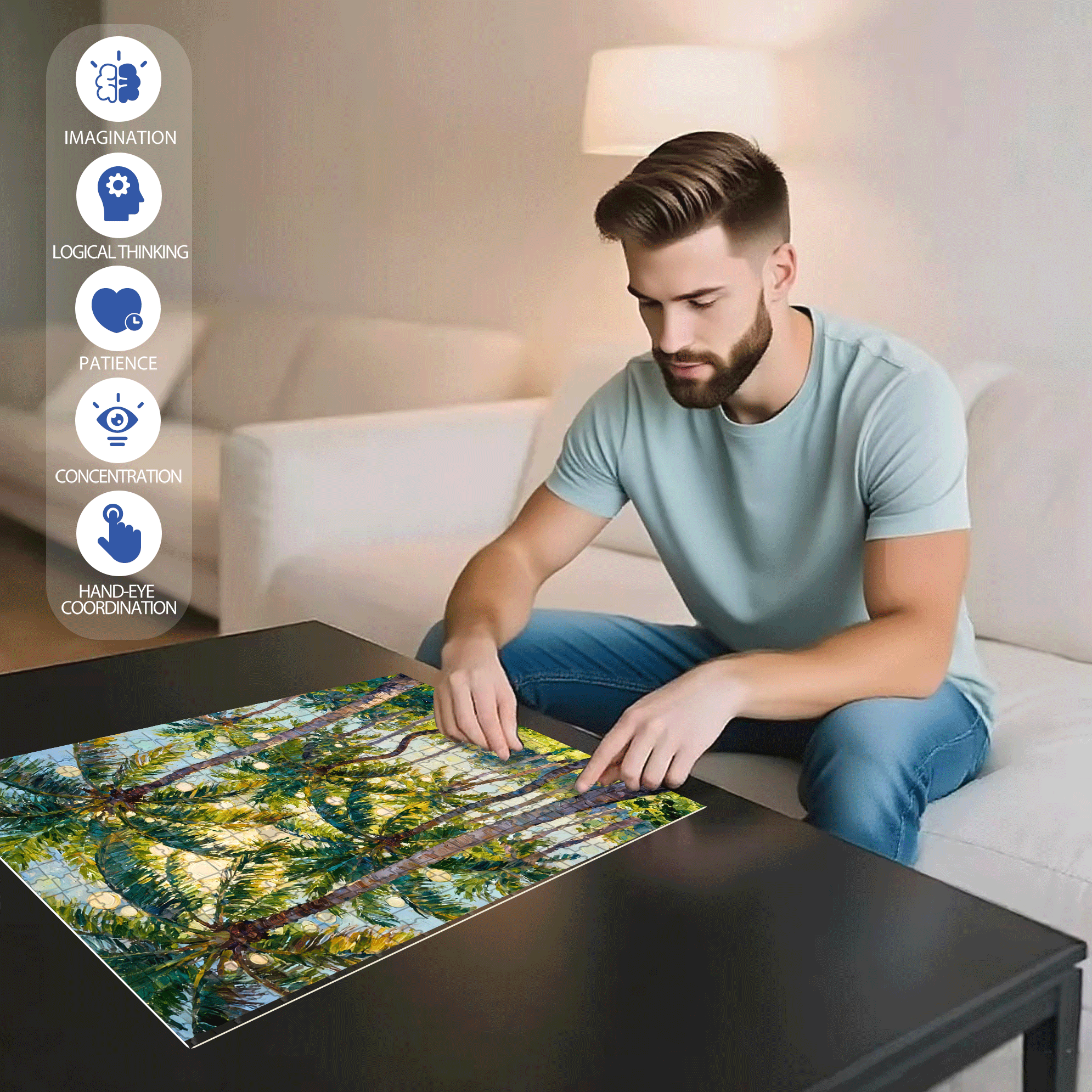 Summer's Gentle Glow 500pcs/1000pcs Jigsaw Puzzle, Scratch-Resistant, Interactive Family Game & Brain-Boosting DIY Decor, Perfect for Halloween, Christmas & New Year Gifts, Family Puzzle Game