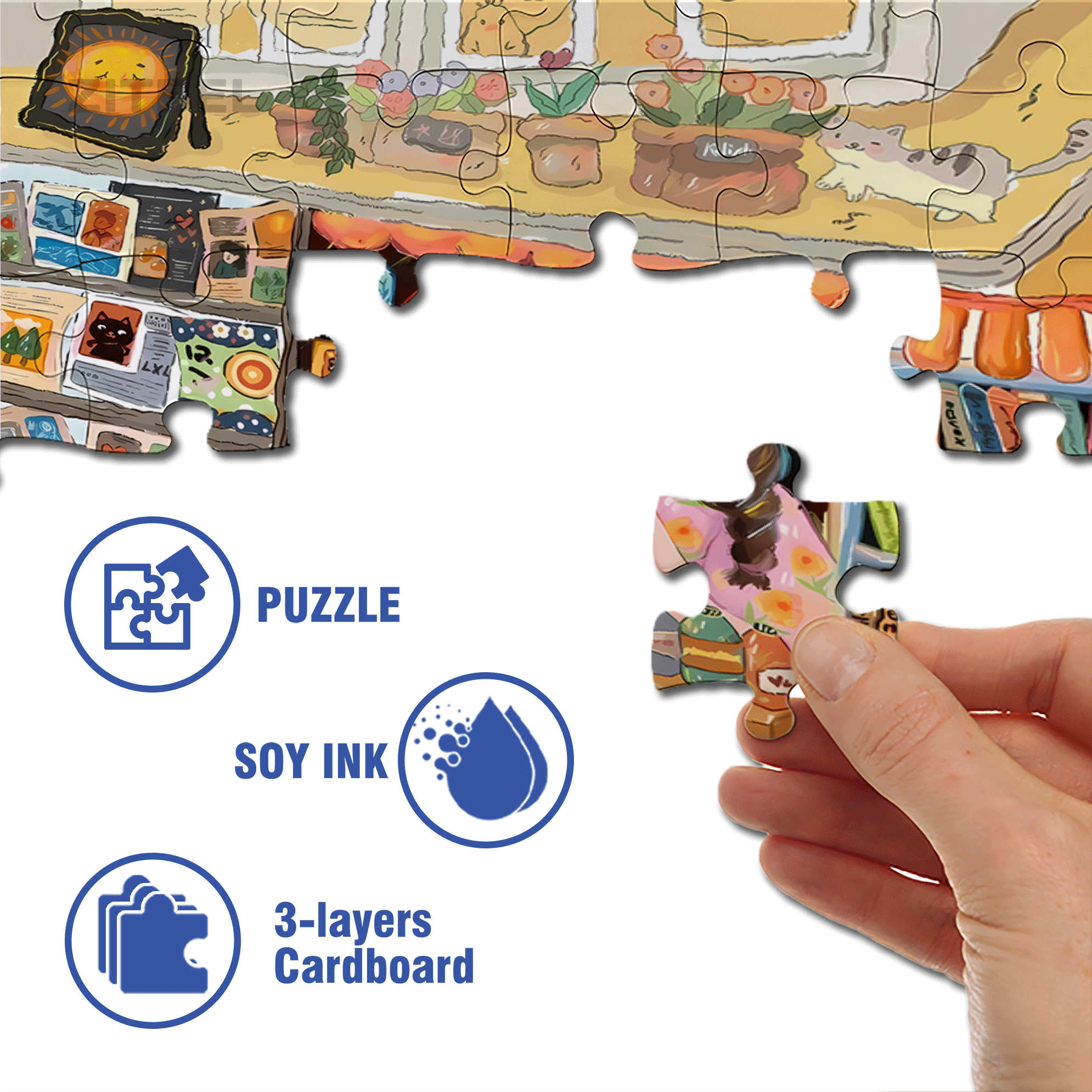 Teasing The Cat 500pcs/1000pcs Jigsaw Puzzle, Scratch-Resistant, Interactive Family Game & Brain-Boosting DIY Decor, Perfect for Halloween, Christmas & New Year Gifts, Family Puzzle Game
