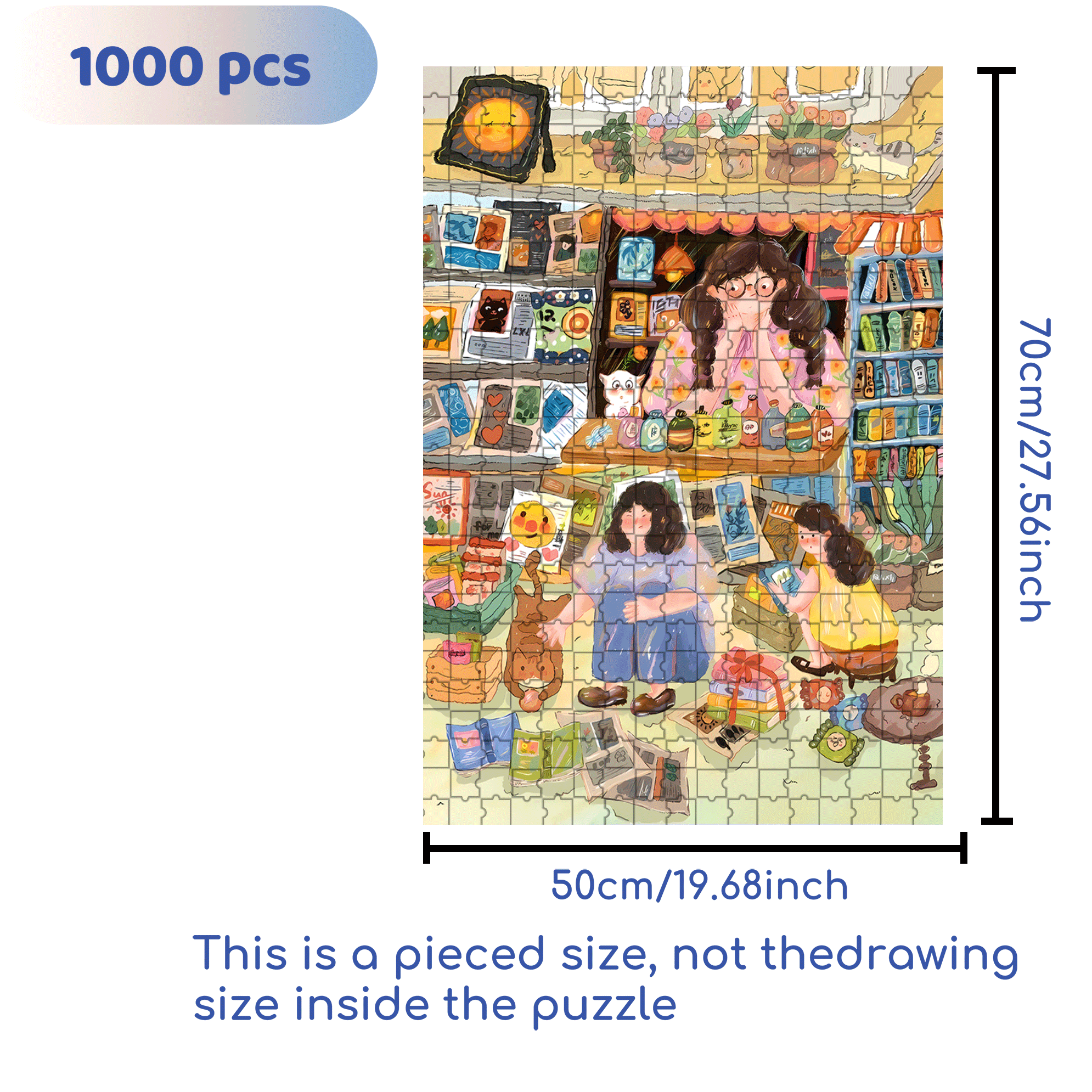 Teasing The Cat 500pcs/1000pcs Jigsaw Puzzle, Scratch-Resistant, Interactive Family Game & Brain-Boosting DIY Decor, Perfect for Halloween, Christmas & New Year Gifts, Family Puzzle Game