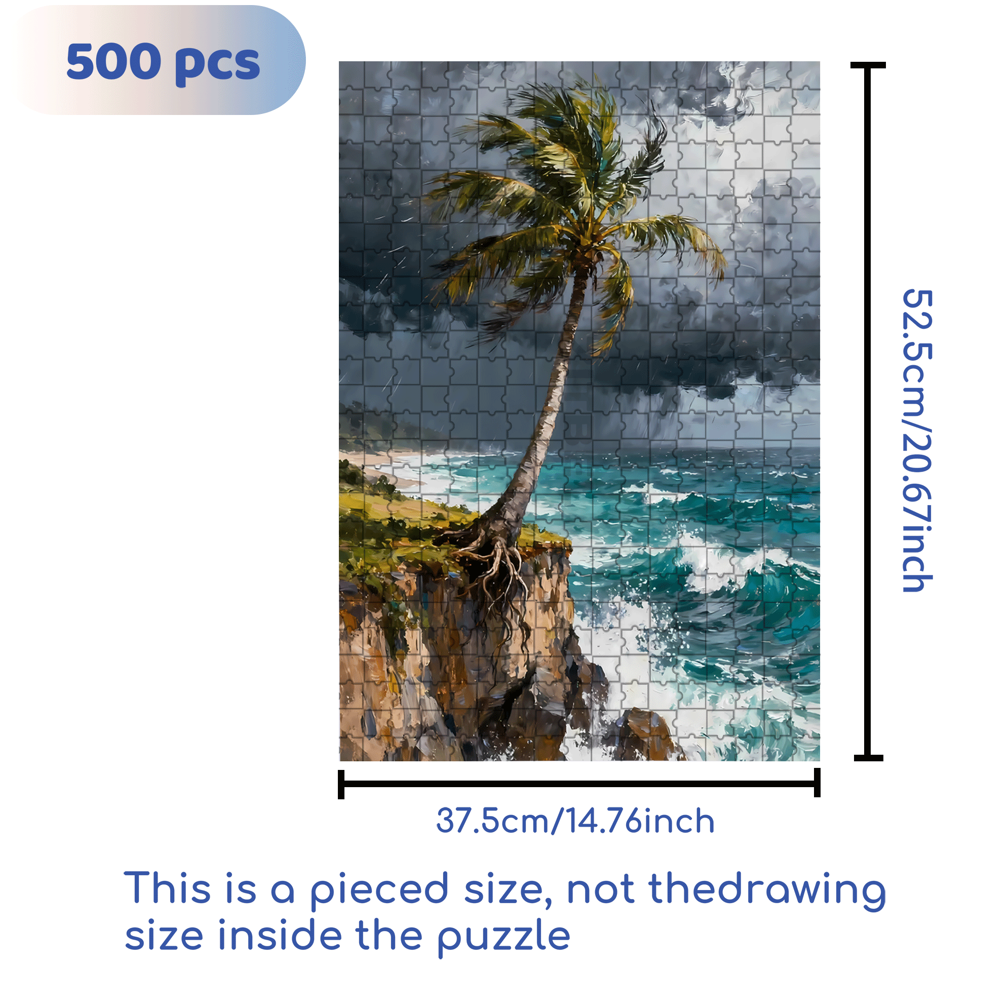 The Palm Tree On The Cliff 500pcs/1000pcs Jigsaw Puzzle, Scratch-Resistant, Interactive Family Game & Brain-Boosting DIY Decor, Perfect for Halloween, Christmas & New Year Gifts, Family Puzzle Game