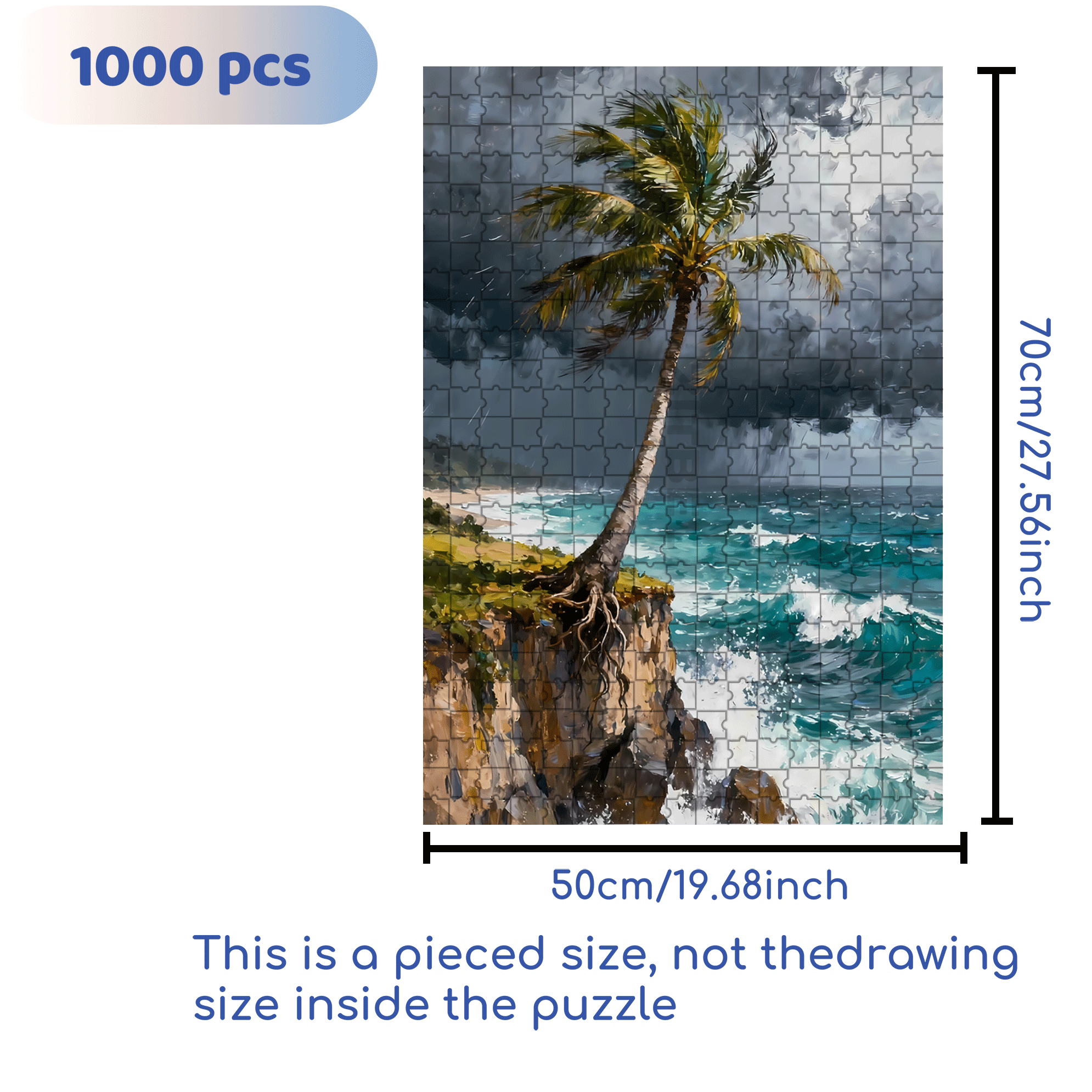 The Palm Tree On The Cliff 500pcs/1000pcs Jigsaw Puzzle, Scratch-Resistant, Interactive Family Game & Brain-Boosting DIY Decor, Perfect for Halloween, Christmas & New Year Gifts, Family Puzzle Game
