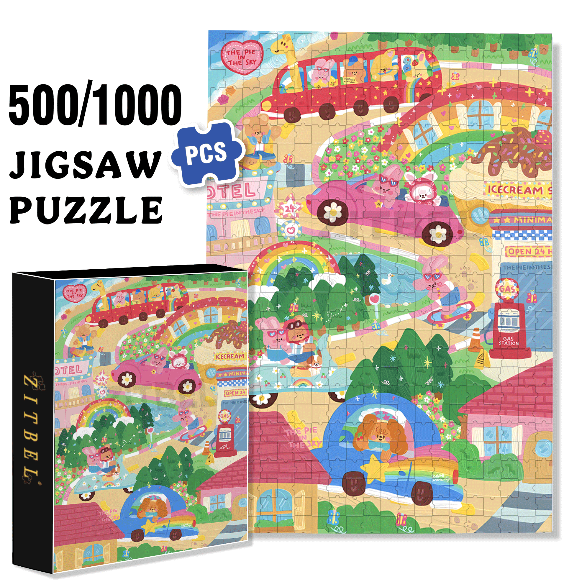 The Pie In The Sky 500pcs/1000pcs Jigsaw Puzzle, Scratch-Resistant, Interactive Family Game & Brain-Boosting DIY Decor, Perfect for Halloween, Christmas & New Year Gifts, Family Puzzle Game