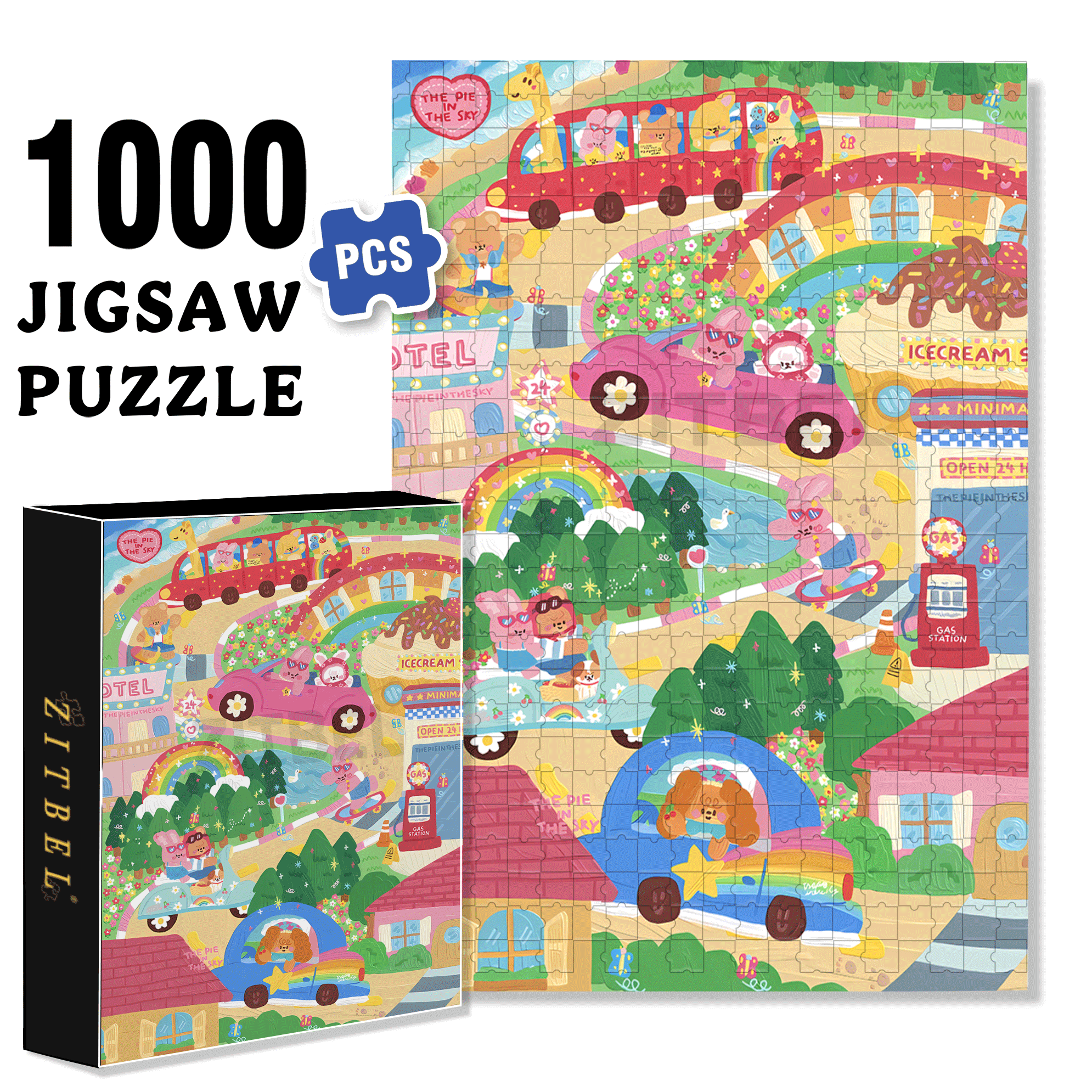 The Pie In The Sky 500pcs/1000pcs Jigsaw Puzzle, Scratch-Resistant, Interactive Family Game & Brain-Boosting DIY Decor, Perfect for Halloween, Christmas & New Year Gifts, Family Puzzle Game