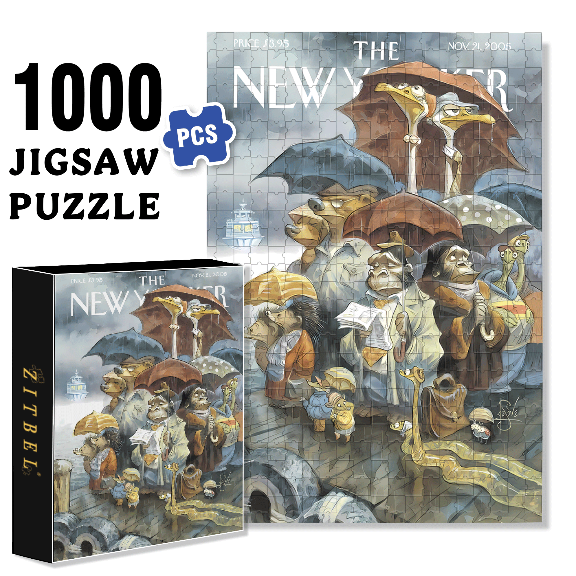 Two By Two 500pcs/1000pcs Jigsaw Puzzle, Scratch-Resistant, Interactive Family Game & Brain-Boosting DIY Decor, Perfect for Halloween, Christmas & New Year Gifts, Family Puzzle Game