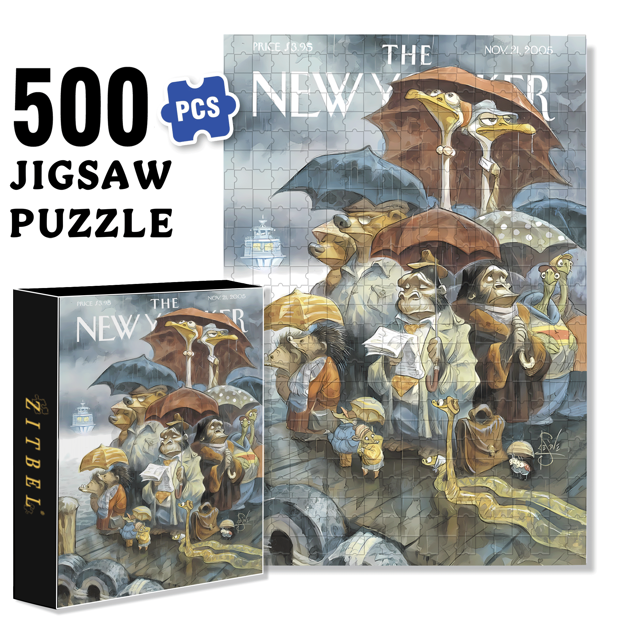 Two By Two 500pcs/1000pcs Jigsaw Puzzle, Scratch-Resistant, Interactive Family Game & Brain-Boosting DIY Decor, Perfect for Halloween, Christmas & New Year Gifts, Family Puzzle Game
