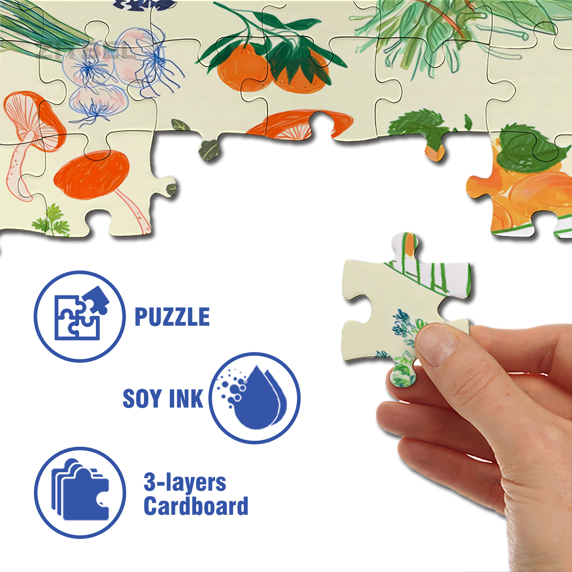 Vegetable Wallpaper Art 500pcs/1000pcs Jigsaw Puzzle, Scratch-Resistant, Interactive Family Game & Brain-Boosting DIY Decor, Perfect for Halloween, Christmas & New Year Gifts, Family Puzzle Game