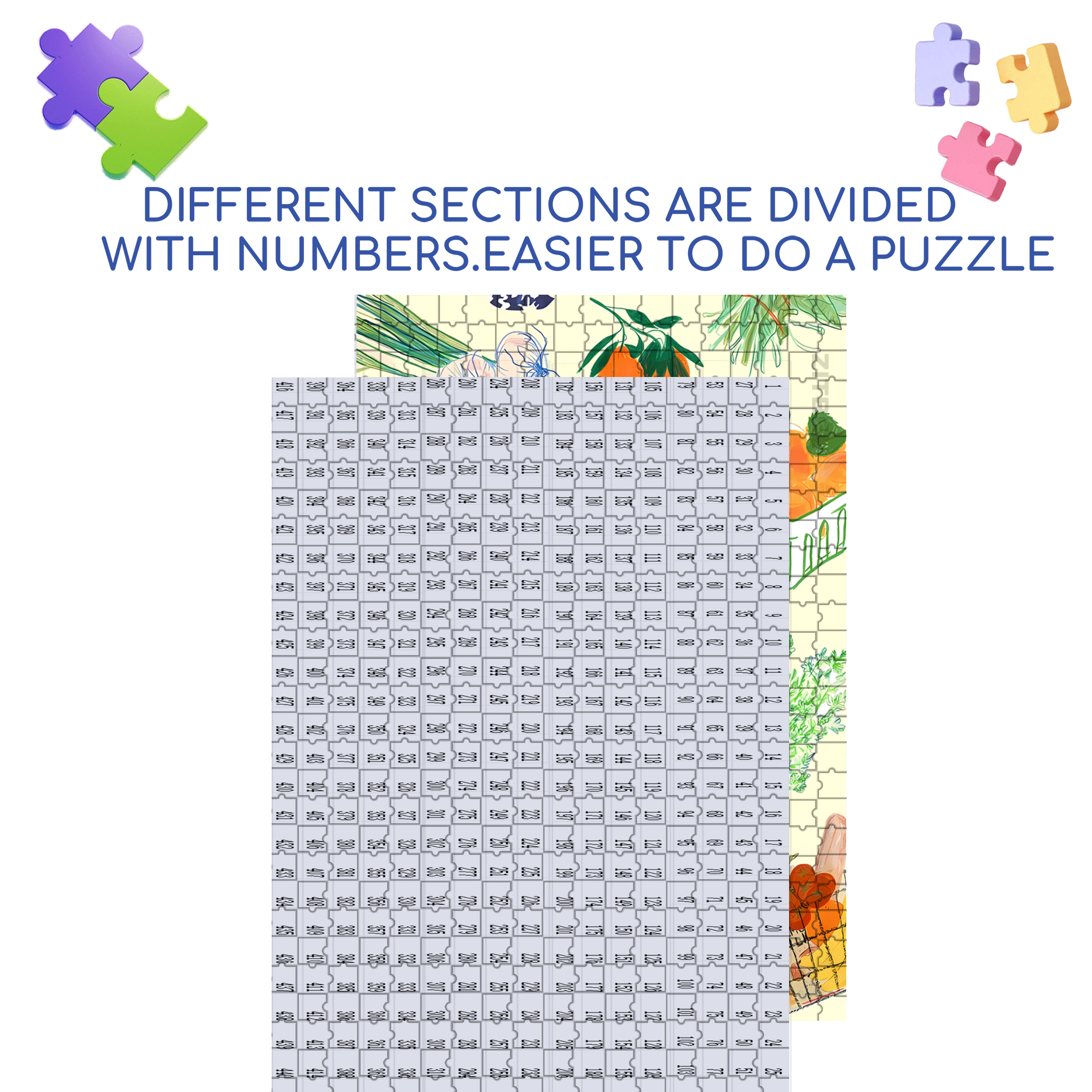 Vegetable Wallpaper Art 500pcs/1000pcs Jigsaw Puzzle, Scratch-Resistant, Interactive Family Game & Brain-Boosting DIY Decor, Perfect for Halloween, Christmas & New Year Gifts, Family Puzzle Game