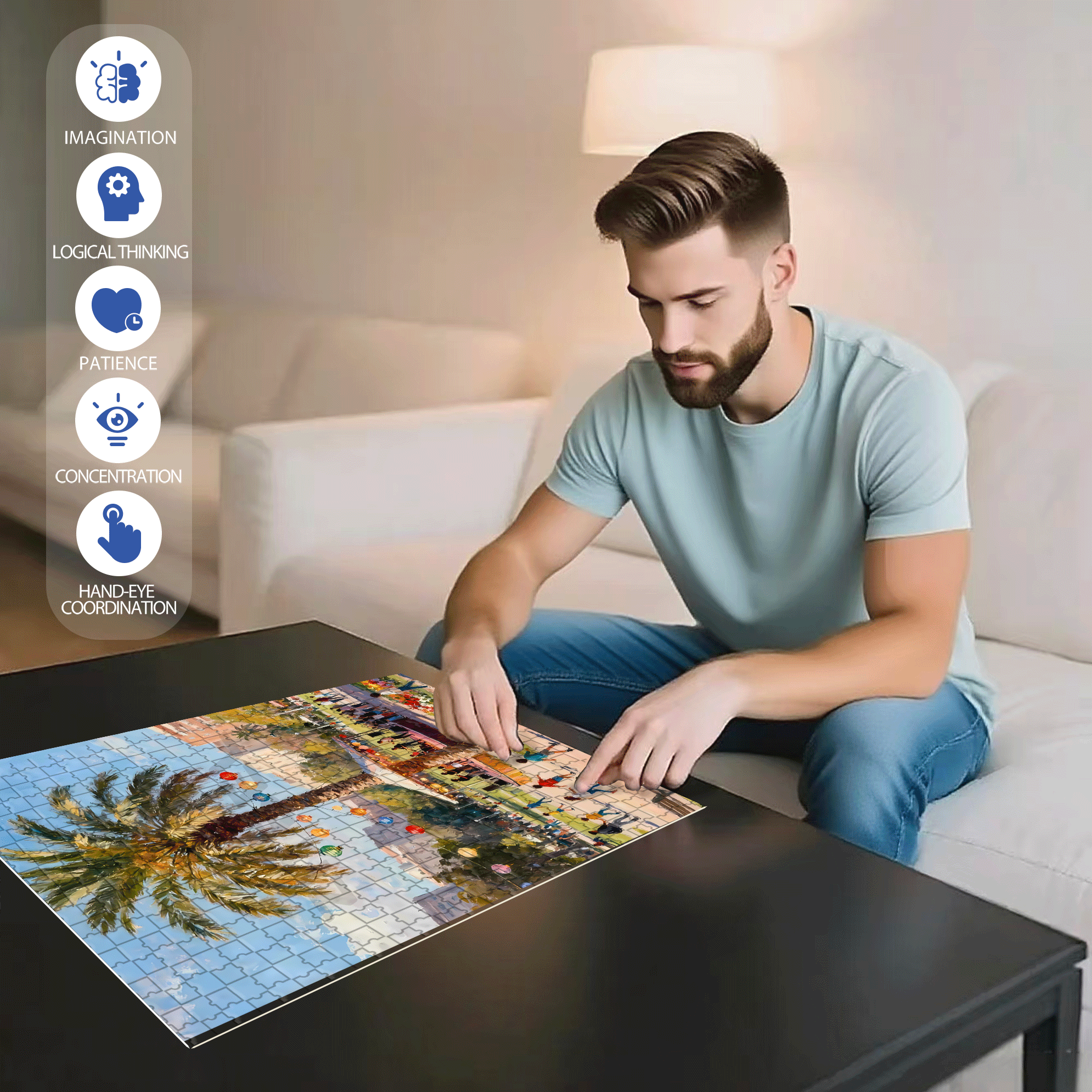 Weekend Music Sharing Event 500pcs/1000pcs Jigsaw Puzzle, Scratch-Resistant, Interactive Family Game & Brain-Boosting DIY Decor, Perfect for Halloween, Christmas & New Year Gifts, Family Puzzle Game