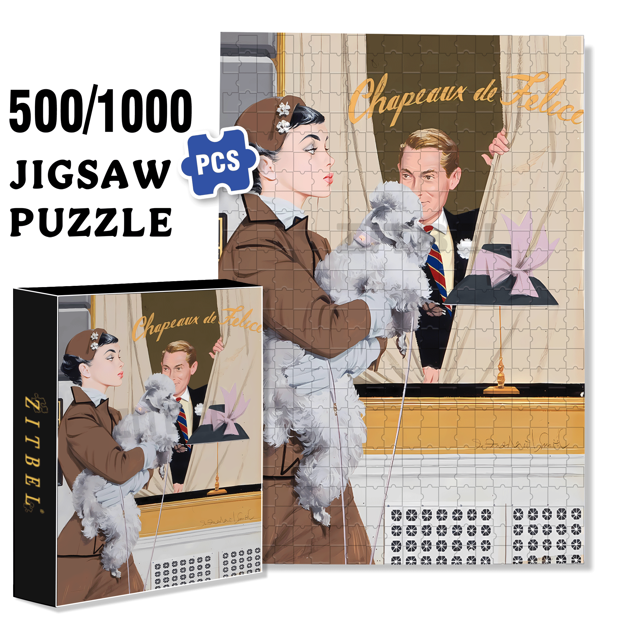 What's going on 500pcs/1000pcs Jigsaw Puzzle, Scratch-Resistant, Interactive Family Game & Brain-Boosting DIY Decor, Perfect for Halloween, Christmas & New Year Gifts, Family Puzzle Game
