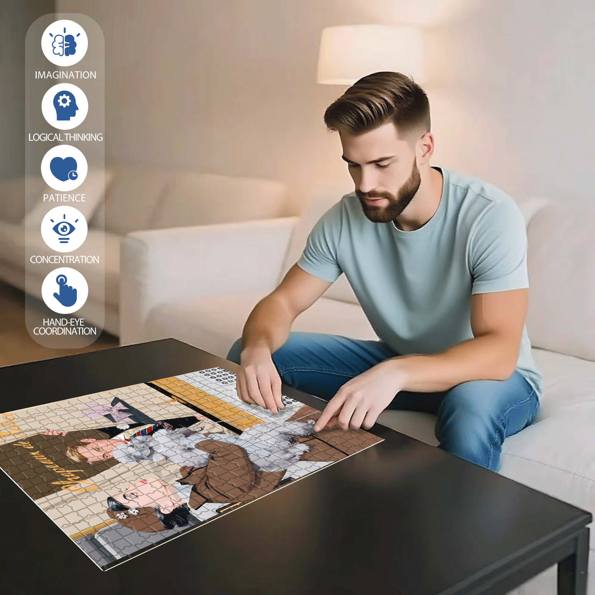What's going on 500pcs/1000pcs Jigsaw Puzzle, Scratch-Resistant, Interactive Family Game & Brain-Boosting DIY Decor, Perfect for Halloween, Christmas & New Year Gifts, Family Puzzle Game