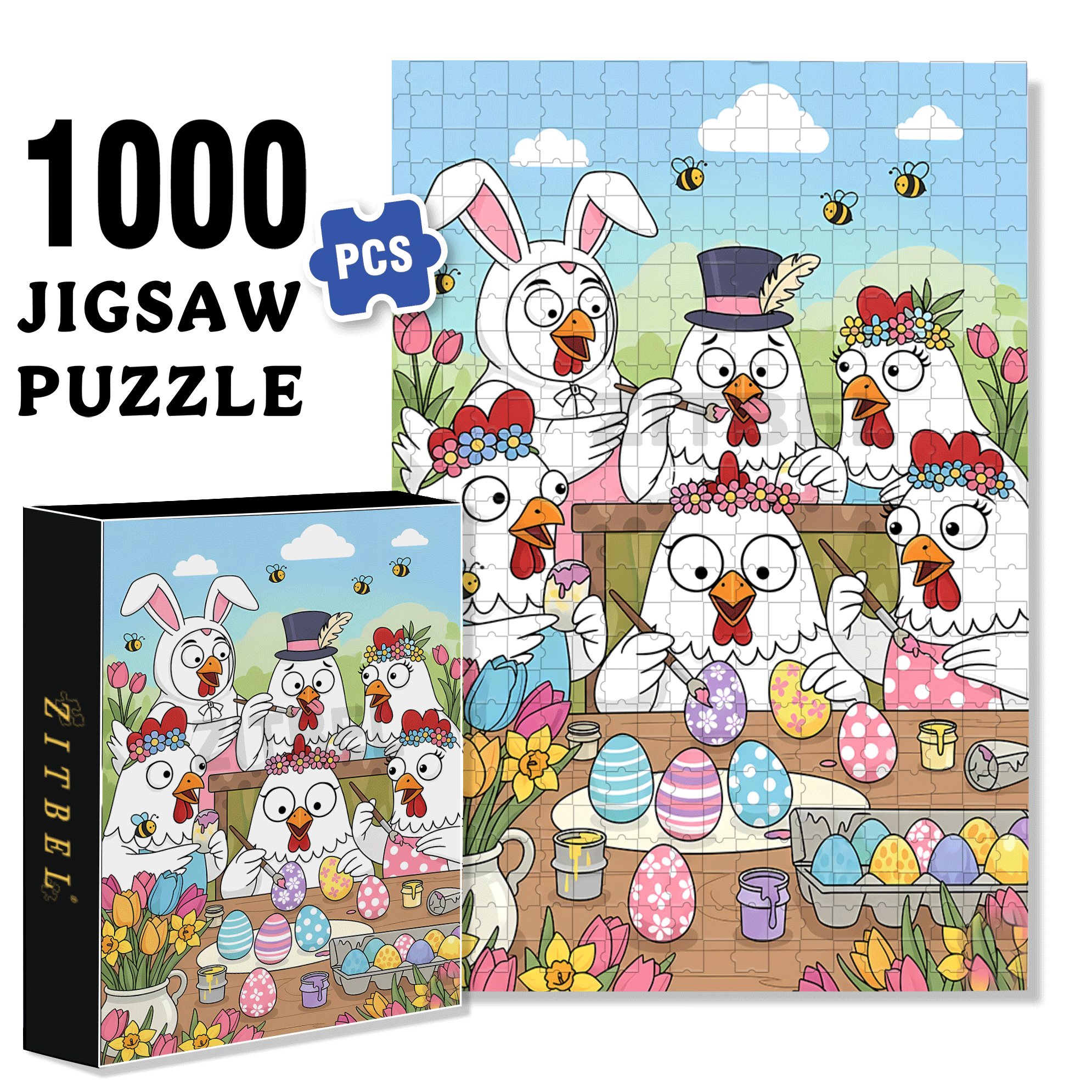 Whimsical Spring Animal 500pcs/1000pcs Jigsaw Puzzle, Scratch-Resistant, Interactive Family Game & Brain-Boosting DIY Decor, Perfect for Halloween, Christmas & New Year Gifts, Family Puzzle Game