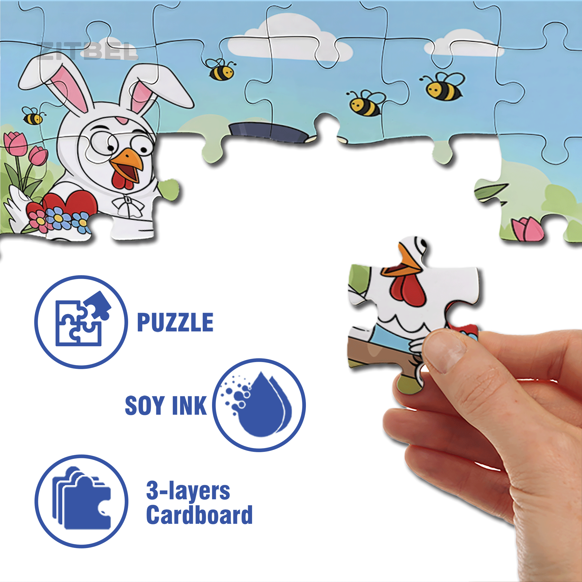 Whimsical Spring Animal 500pcs/1000pcs Jigsaw Puzzle, Scratch-Resistant, Interactive Family Game & Brain-Boosting DIY Decor, Perfect for Halloween, Christmas & New Year Gifts, Family Puzzle Game