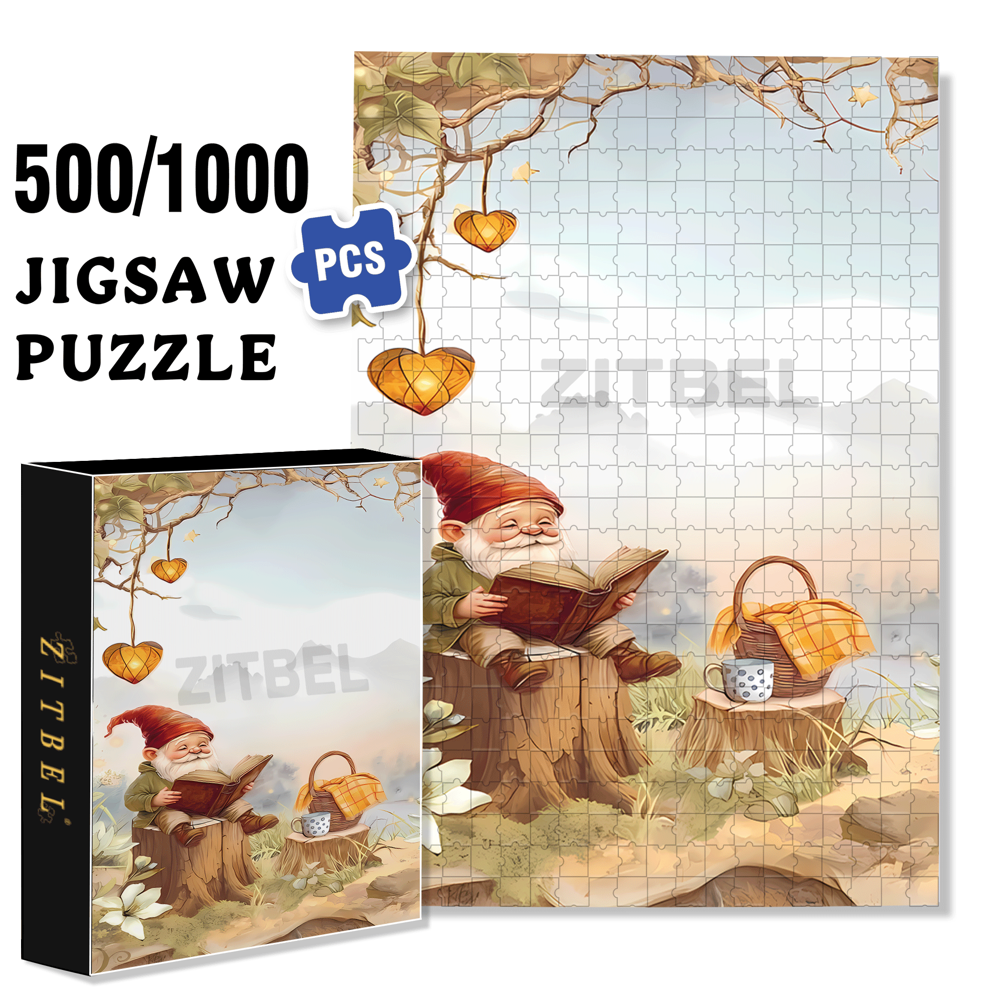 Whispering Woods Gnome 500pcs/1000pcs Jigsaw Puzzle, Scratch-Resistant, Interactive Family Game & Brain-Boosting DIY Decor, Perfect for Halloween, Christmas & New Year Gifts, Family Puzzle Game