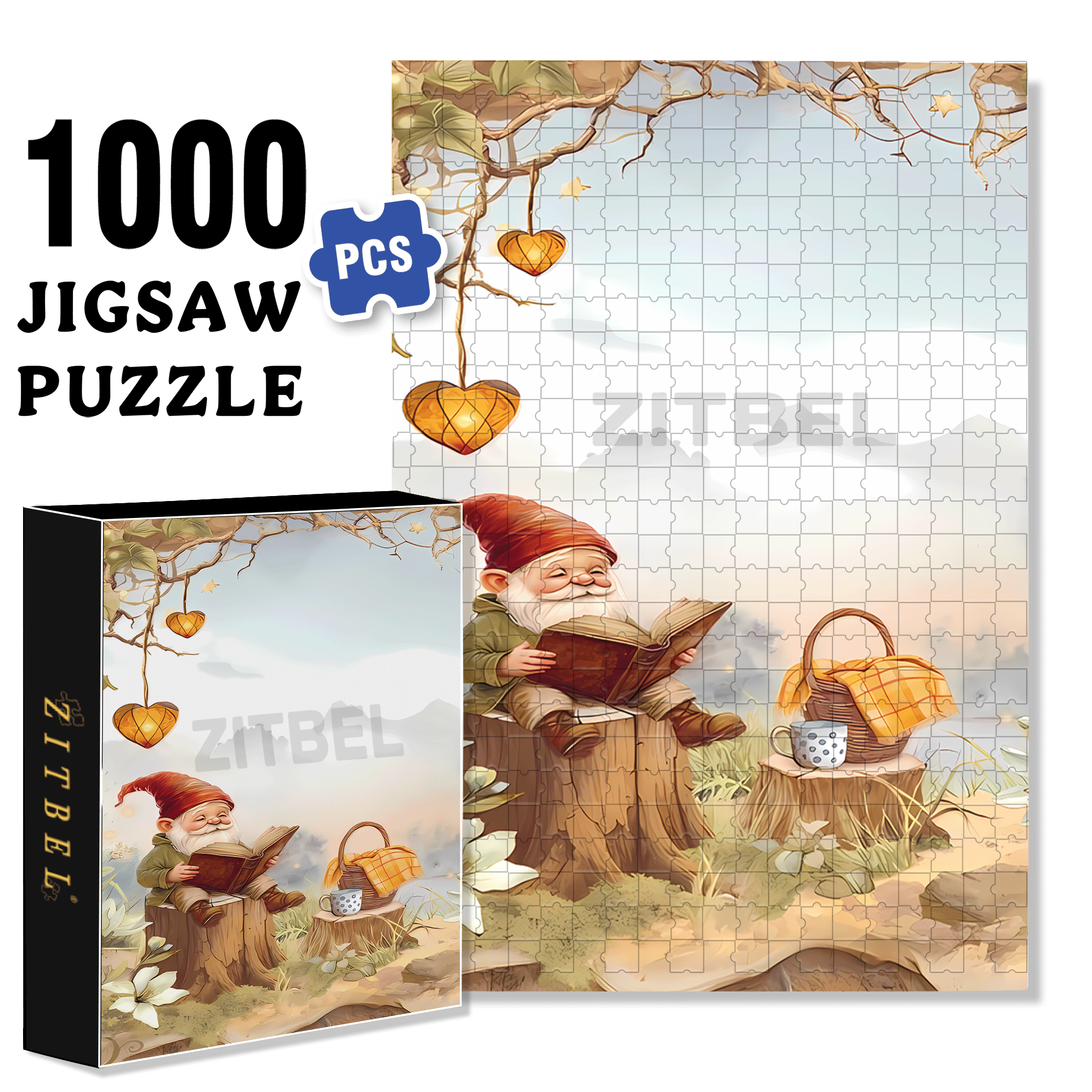 Whispering Woods Gnome 500pcs/1000pcs Jigsaw Puzzle, Scratch-Resistant, Interactive Family Game & Brain-Boosting DIY Decor, Perfect for Halloween, Christmas & New Year Gifts, Family Puzzle Game