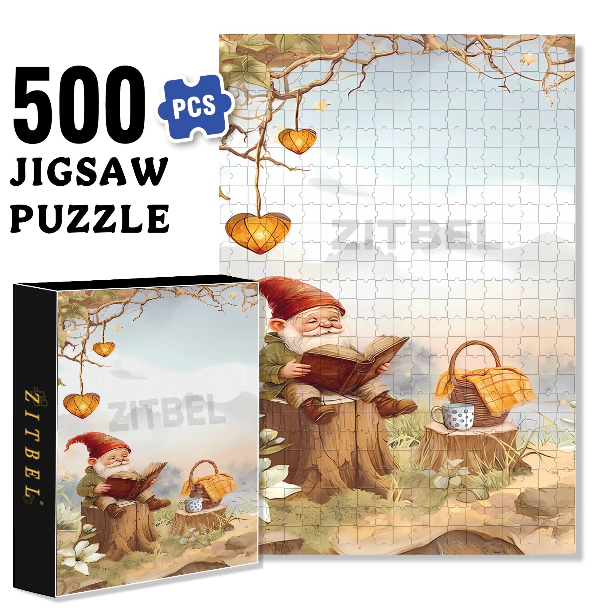 Whispering Woods Gnome 500pcs/1000pcs Jigsaw Puzzle, Scratch-Resistant, Interactive Family Game & Brain-Boosting DIY Decor, Perfect for Halloween, Christmas & New Year Gifts, Family Puzzle Game
