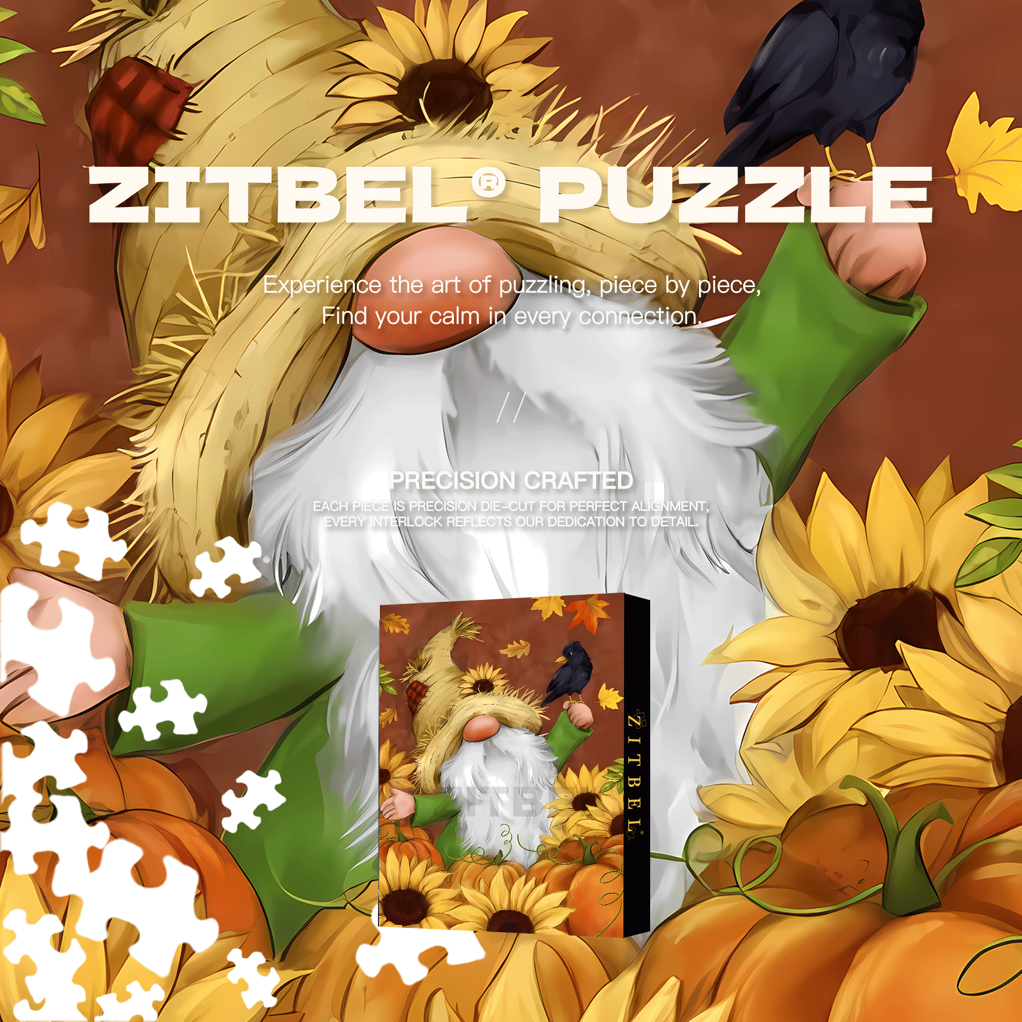Autumn Gnome 500pcs/1000pcs Jigsaw Puzzle, Scratch-Resistant, Interactive Family Game & Brain-Boosting DIY Decor, Perfect for Halloween, Christmas & New Year Gifts, Family Puzzle Game