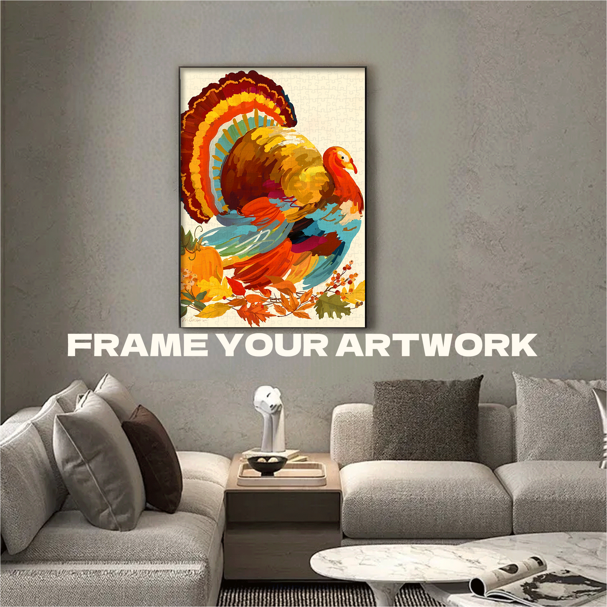 Beautiful Turkey 500pcs/1000pcs Jigsaw Puzzle, Scratch-Resistant, Interactive Family Game & Brain-Boosting DIY Decor, Perfect for Halloween, Christmas & New Year Gifts, Family Puzzle Game