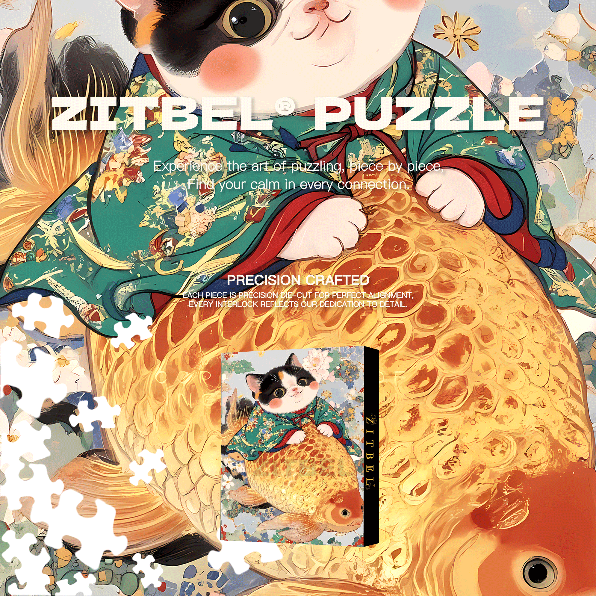 Cat Rhapsody 10 500pcs/1000pcs Jigsaw Puzzle, Scratch-Resistant, Interactive Family Game & Brain-Boosting DIY Decor, Perfect for Halloween, Christmas & New Year Gifts, Family Puzzle Game