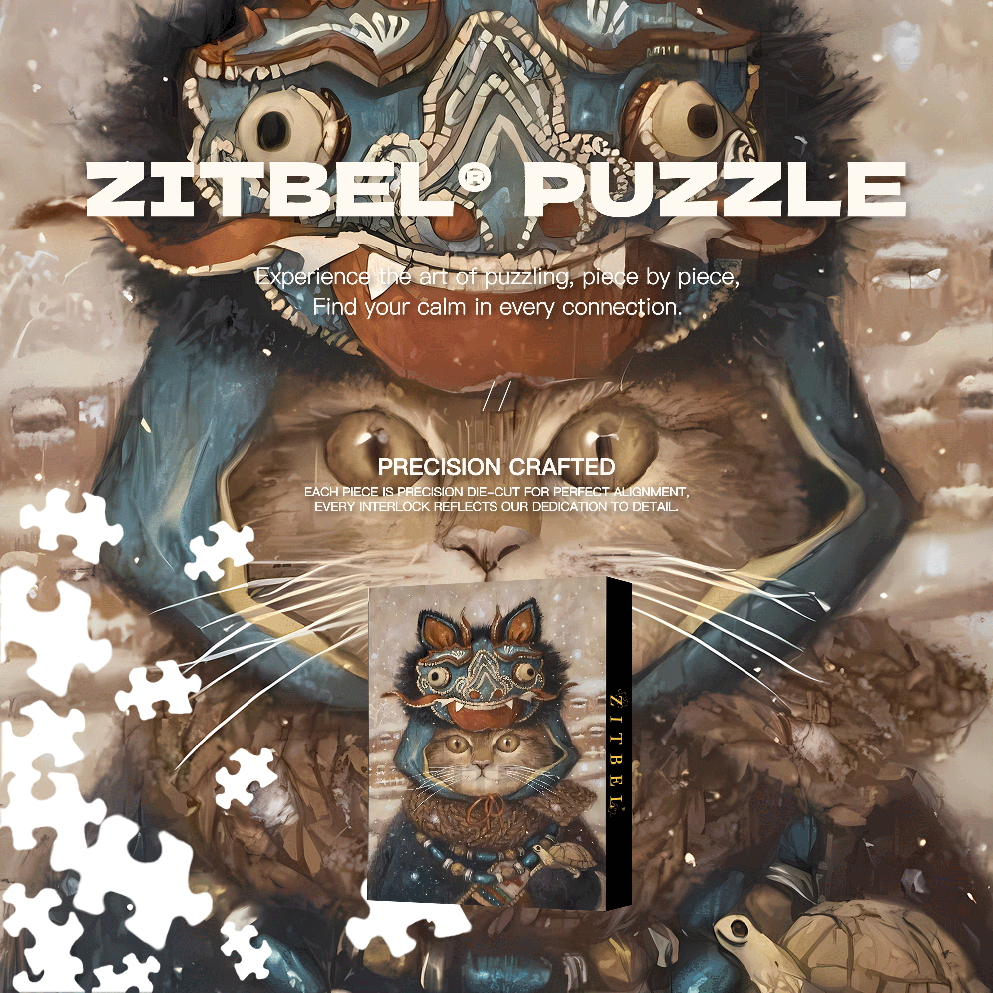 Cat Rhapsody 3 500pcs/1000pcs Jigsaw Puzzle, Scratch-Resistant, Interactive Family Game & Brain-Boosting DIY Decor, Perfect for Halloween, Christmas & New Year Gifts, Family Puzzle Game
