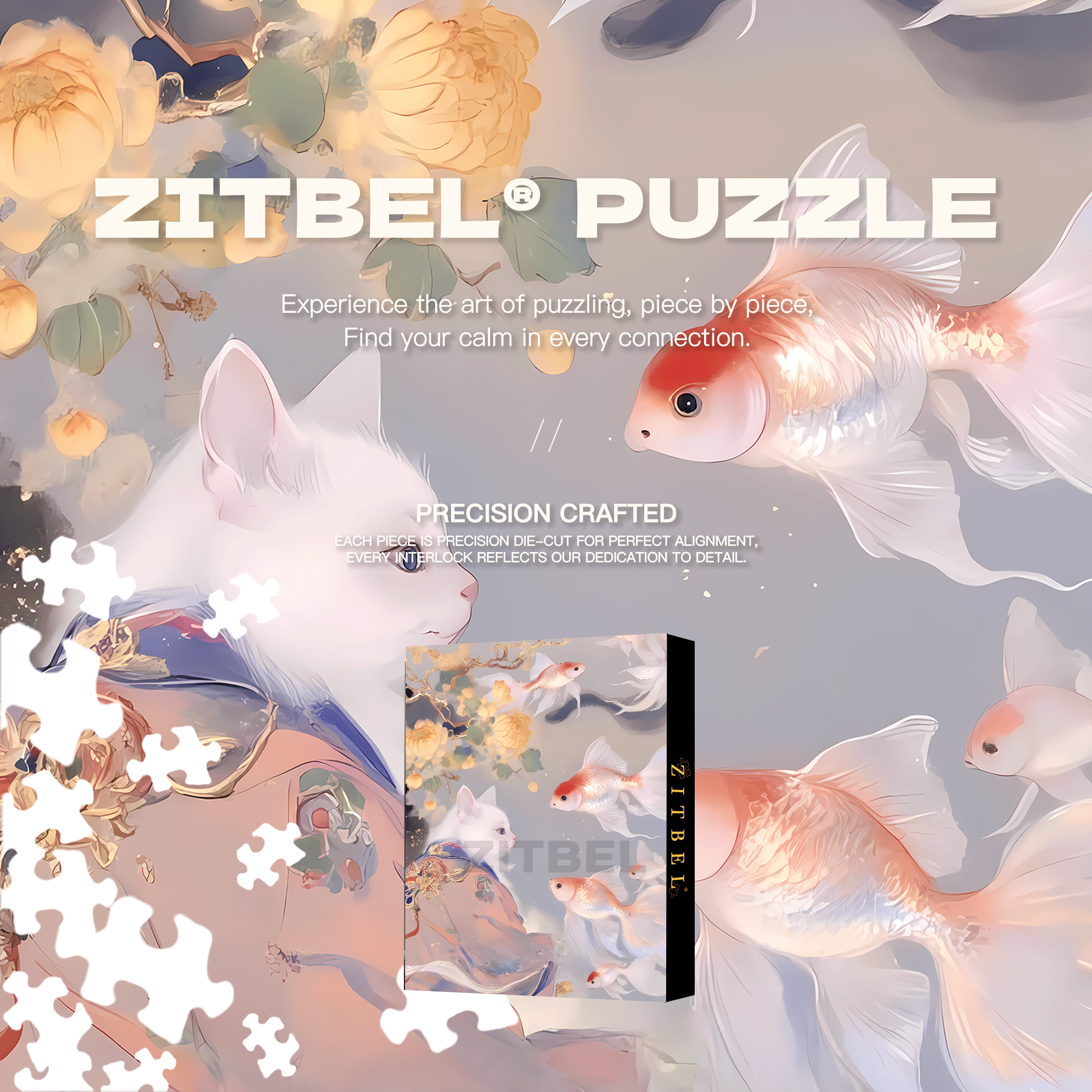 Cat Rhapsody 16 500pcs/1000pcs Jigsaw Puzzle, Scratch-Resistant, Interactive Family Game & Brain-Boosting DIY Decor, Perfect for Halloween, Christmas & New Year Gifts, Family Puzzle Game