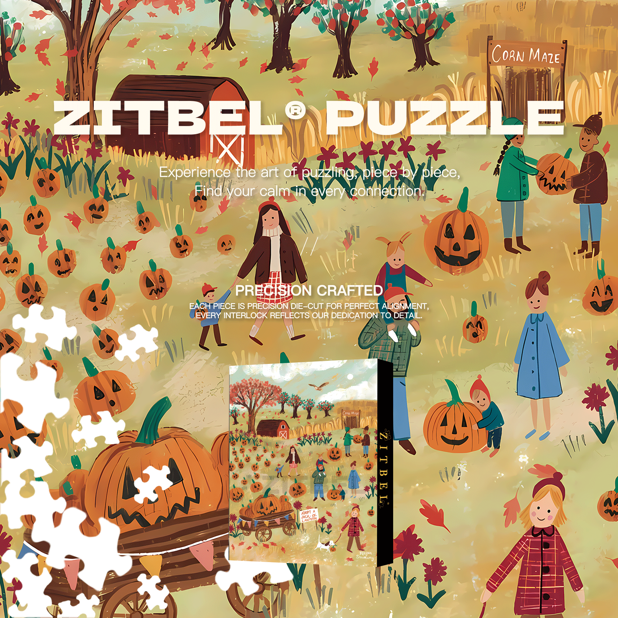 Corn Maze 500pcs/1000pcs Jigsaw Puzzle, Scratch-Resistant, Interactive Family Game & Brain-Boosting DIY Decor, Perfect for Halloween, Christmas & New Year Gifts, Family Puzzle Game