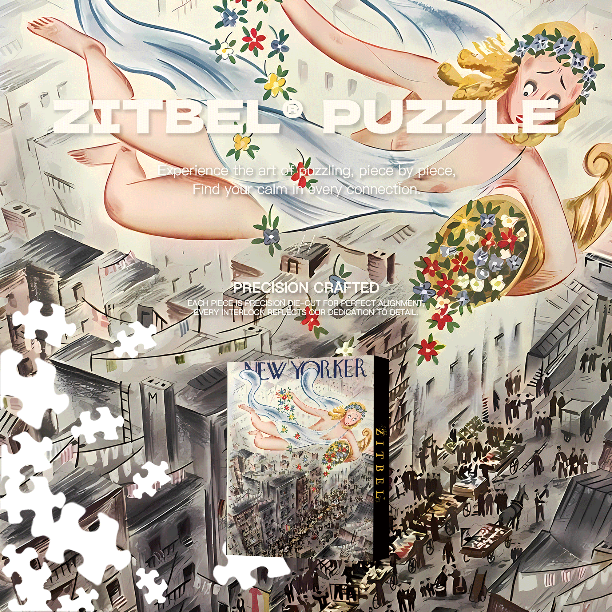 Fairy Scattering Flowers 500pcs/1000pcs Jigsaw Puzzle, Scratch-Resistant, Interactive Family Game & Brain-Boosting DIY Decor, Perfect for Halloween, Christmas & New Year Gifts, Family Puzzle Game