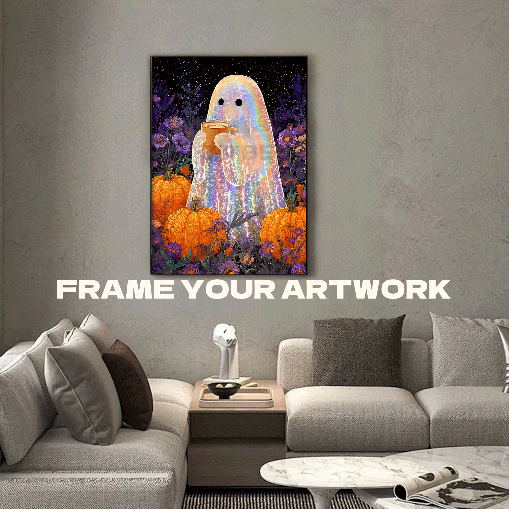 Ghost Coffee 500pcs/1000pcs Jigsaw Puzzle, Scratch-Resistant, Interactive Family Game & Brain-Boosting DIY Decor, Perfect for Halloween, Christmas & New Year Gifts, Family Puzzle Game