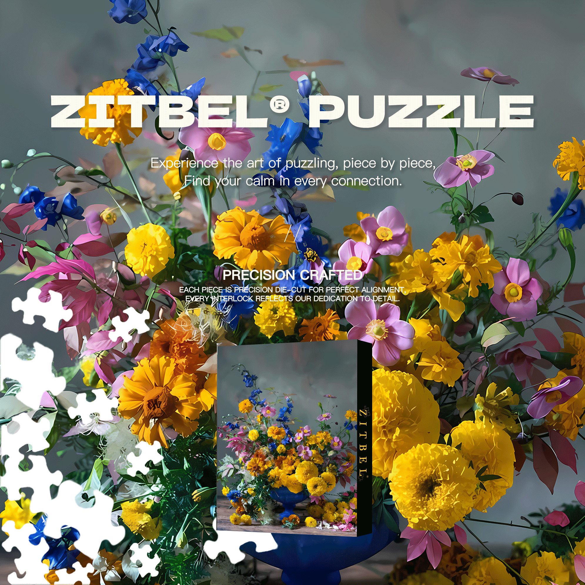 Ikebana 500pcs/1000pcs Jigsaw Puzzle, Scratch-Resistant, Interactive Family Game & Brain-Boosting DIY Decor, Perfect for Halloween, Christmas & New Year Gifts, Family Puzzle Game
