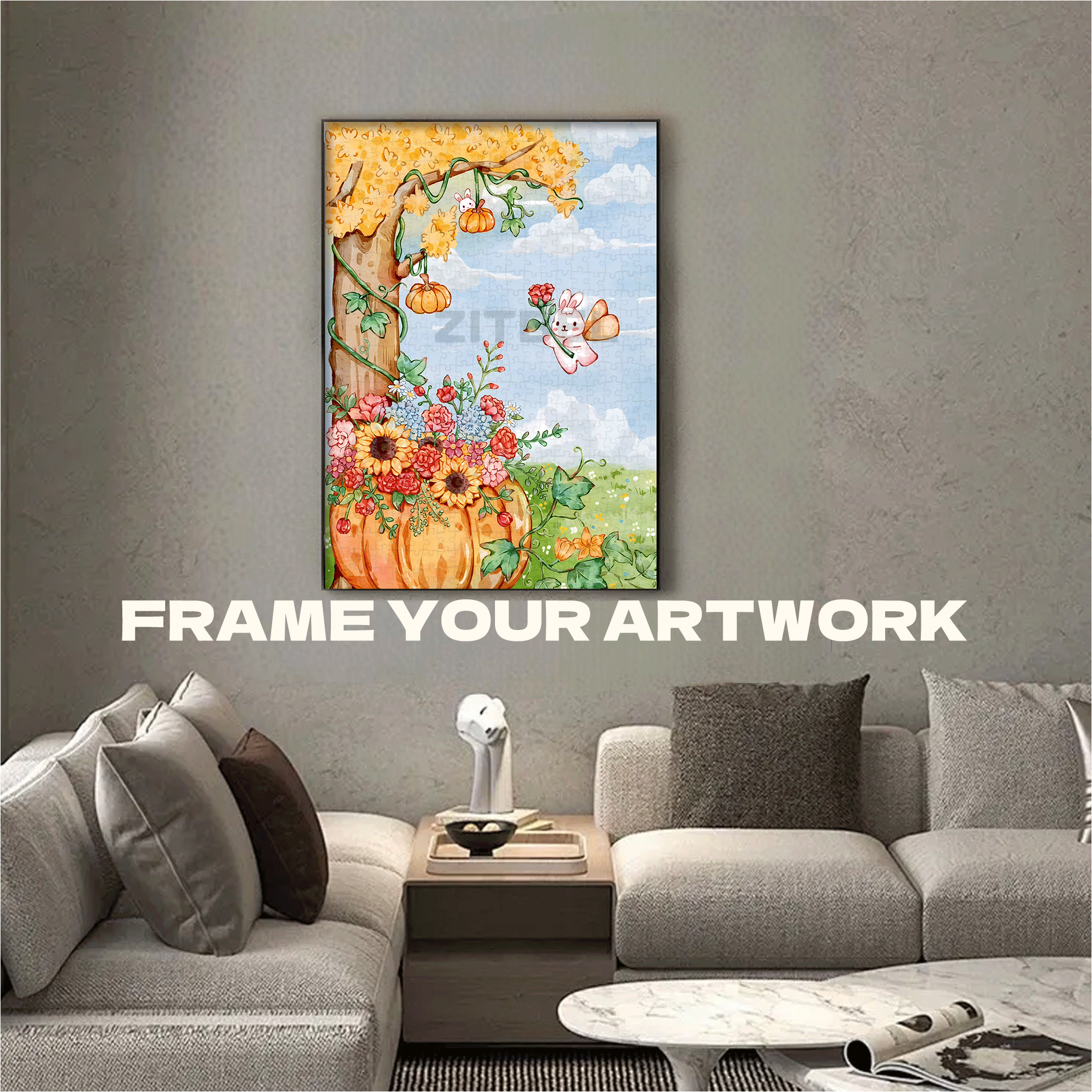 Little Rabbit Fairy 500pcs/1000pcs Jigsaw Puzzle, Scratch-Resistant, Interactive Family Game & Brain-Boosting DIY Decor, Perfect for Halloween, Christmas & New Year Gifts, Family Puzzle Game