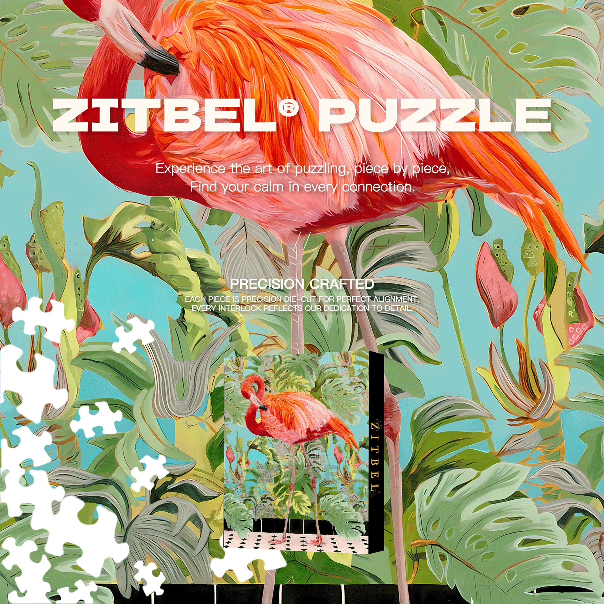 LOST FLAMINGO 500pcs/1000pcs Jigsaw Puzzle, Scratch-Resistant, Interactive Family Game & Brain-Boosting DIY Decor, Perfect for Halloween, Christmas & New Year Gifts, Family Puzzle Game