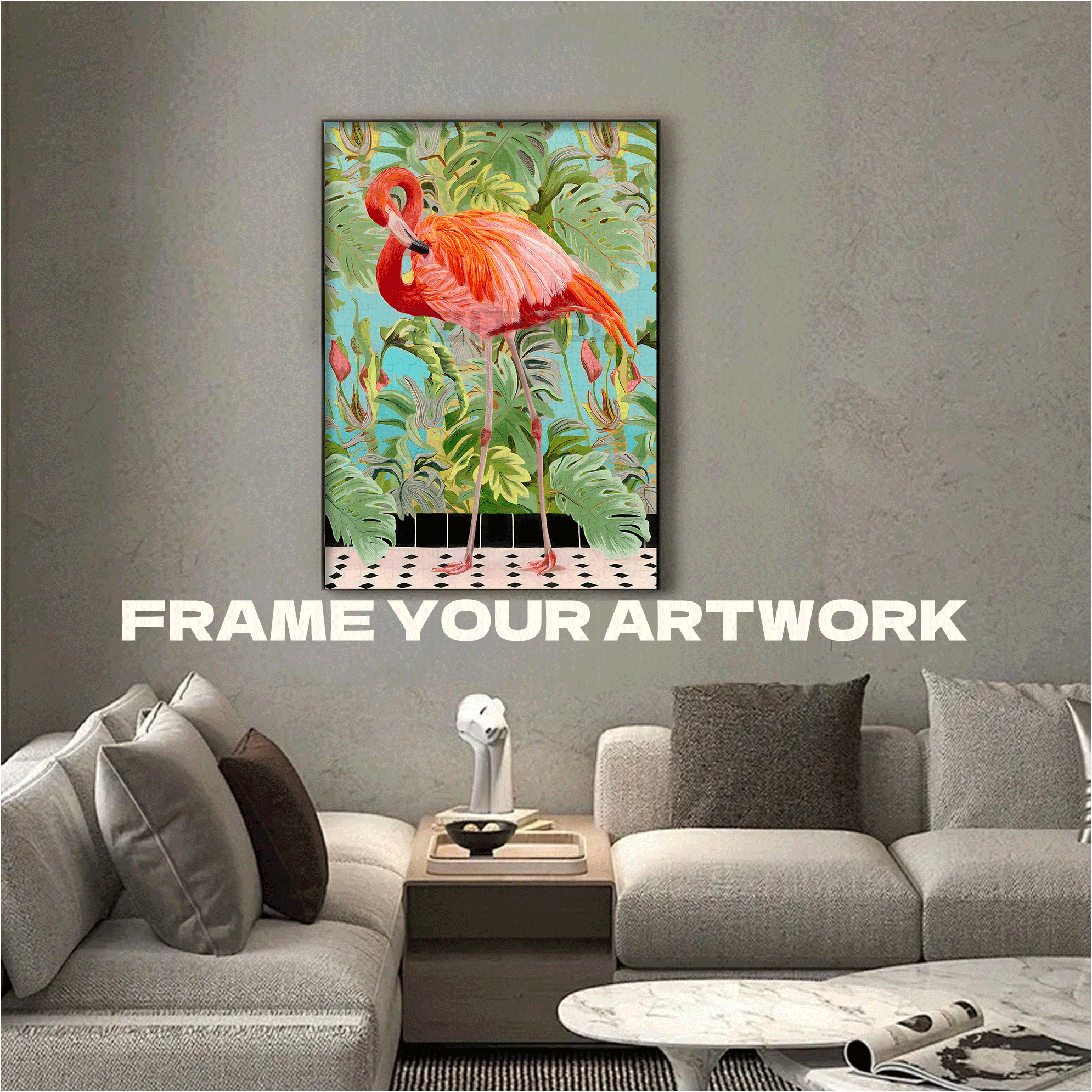 LOST FLAMINGO 500pcs/1000pcs Jigsaw Puzzle, Scratch-Resistant, Interactive Family Game & Brain-Boosting DIY Decor, Perfect for Halloween, Christmas & New Year Gifts, Family Puzzle Game