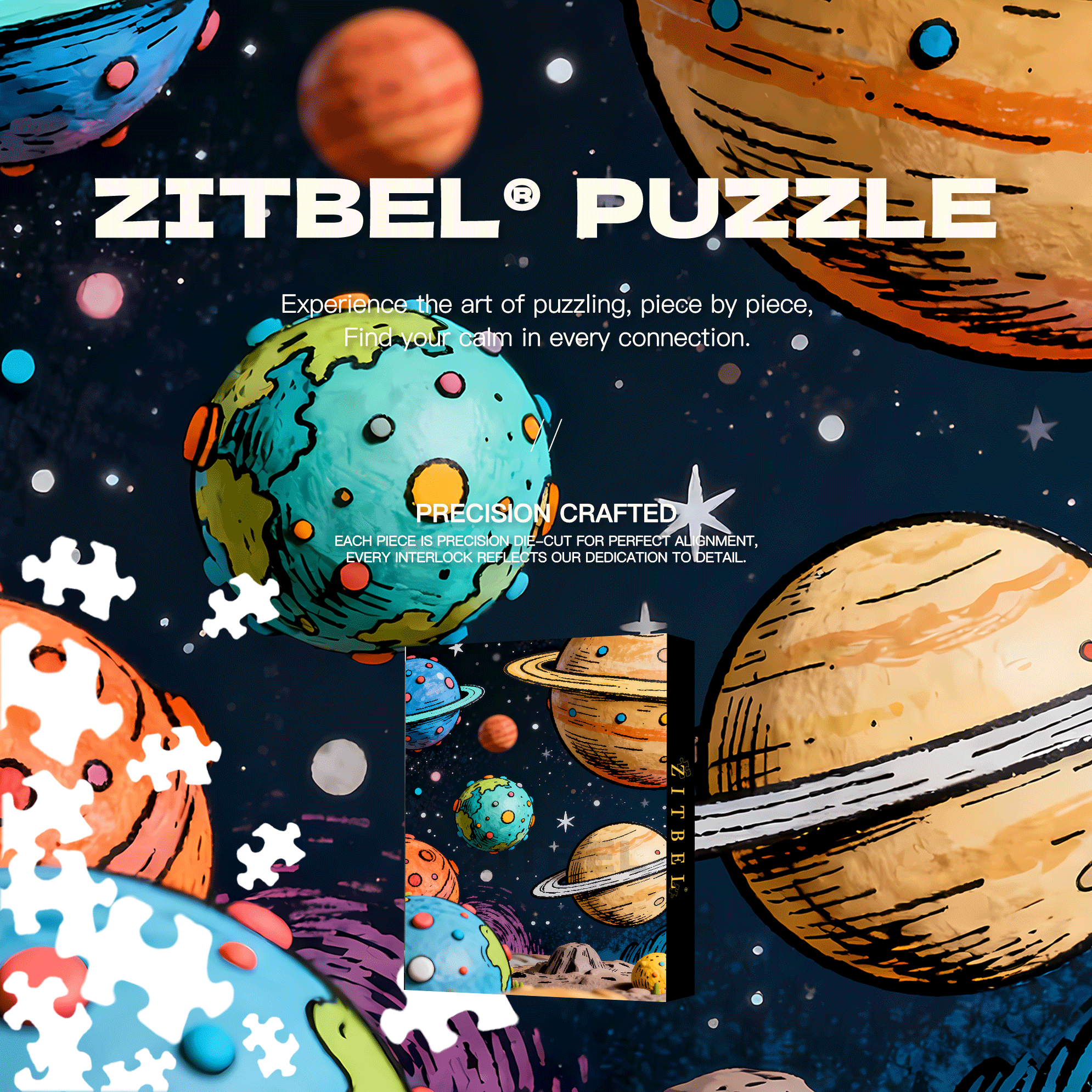 Planets 500pcs/1000pcs Jigsaw Puzzle, Scratch-Resistant, Interactive Family Game & Brain-Boosting DIY Decor, Perfect for Halloween, Christmas & New Year Gifts, Family Puzzle Game