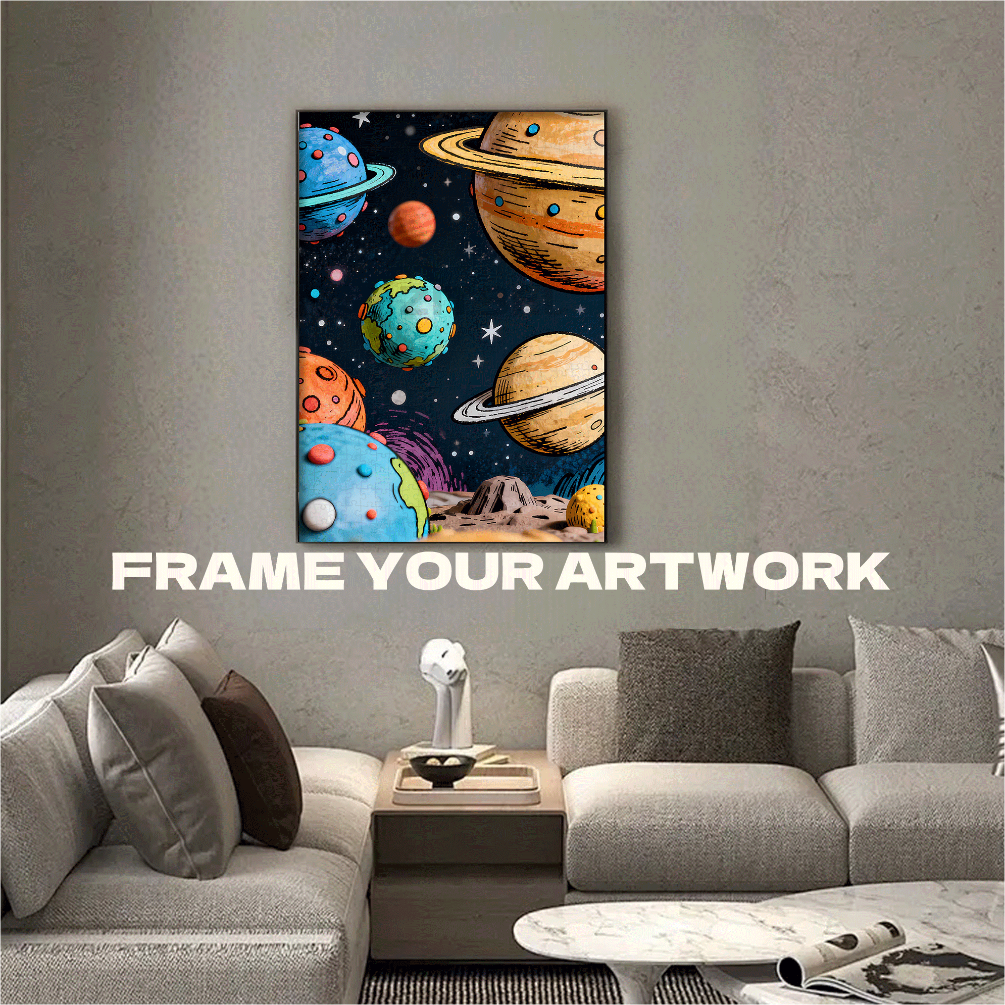 Planets 500pcs/1000pcs Jigsaw Puzzle, Scratch-Resistant, Interactive Family Game & Brain-Boosting DIY Decor, Perfect for Halloween, Christmas & New Year Gifts, Family Puzzle Game