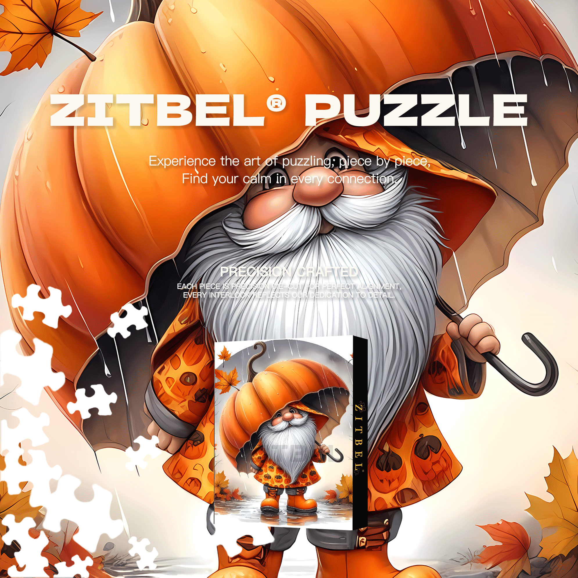 Pumpkin Umbrella 500pcs/1000pcs Jigsaw Puzzle, Scratch-Resistant, Interactive Family Game & Brain-Boosting DIY Decor, Perfect for Halloween, Christmas & New Year Gifts, Family Puzzle Game