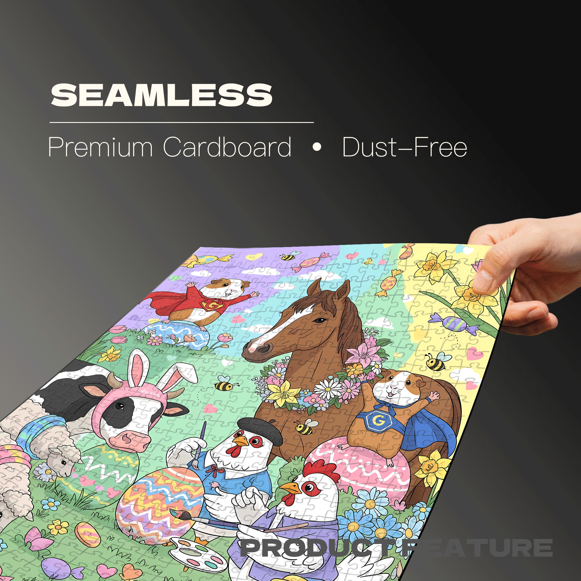 Spring Animals & Pastel Easter Egg 500pcs/1000pcs Jigsaw Puzzle, Scratch-Resistant, Interactive Family Game & Brain-Boosting DIY Decor, Perfect for Halloween, Christmas & New Year Gifts, Family Puzzle Game