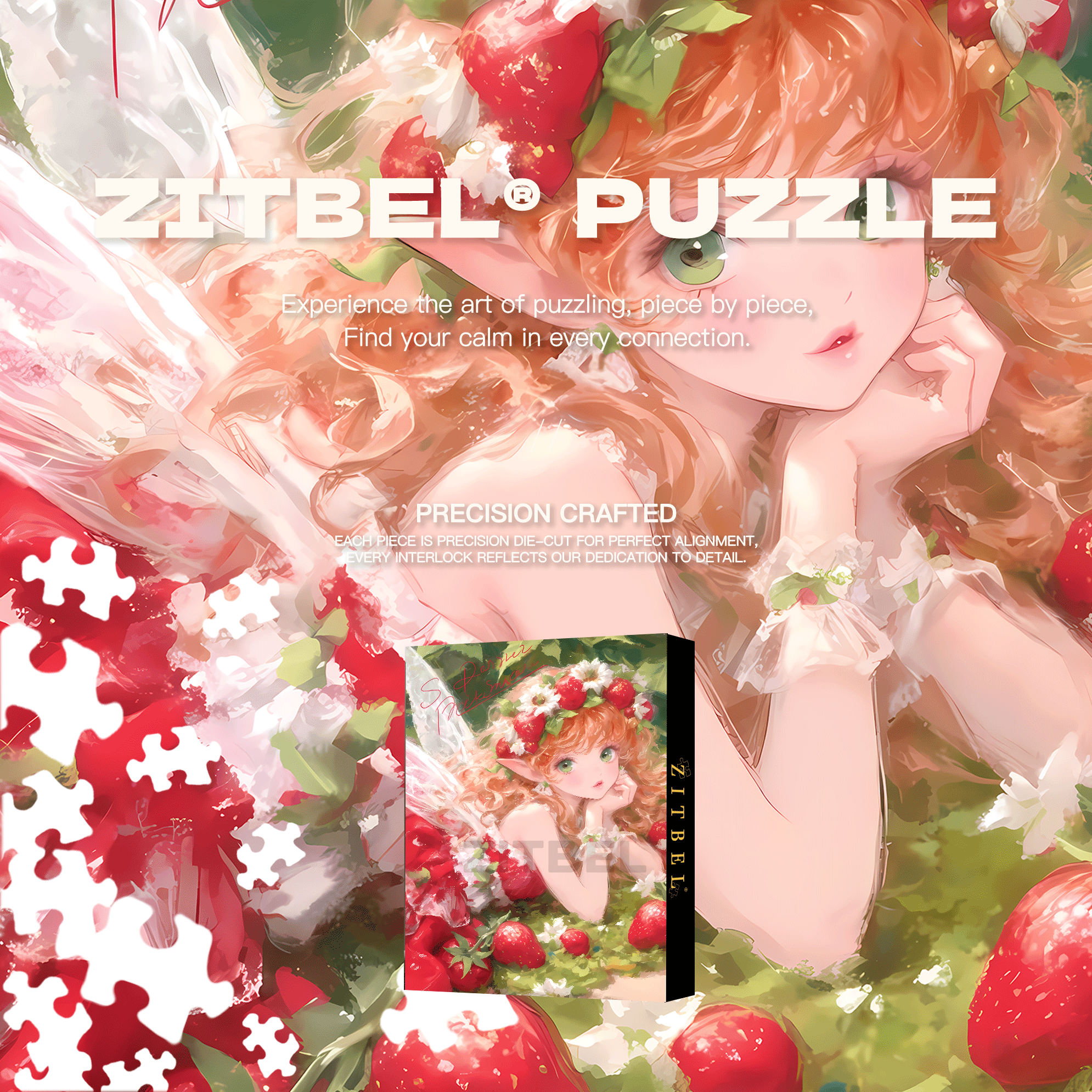 Strawberry Fairy 500pcs/1000pcs Jigsaw Puzzle, Scratch-Resistant, Interactive Family Game & Brain-Boosting DIY Decor, Perfect for Halloween, Christmas & New Year Gifts, Family Puzzle Game