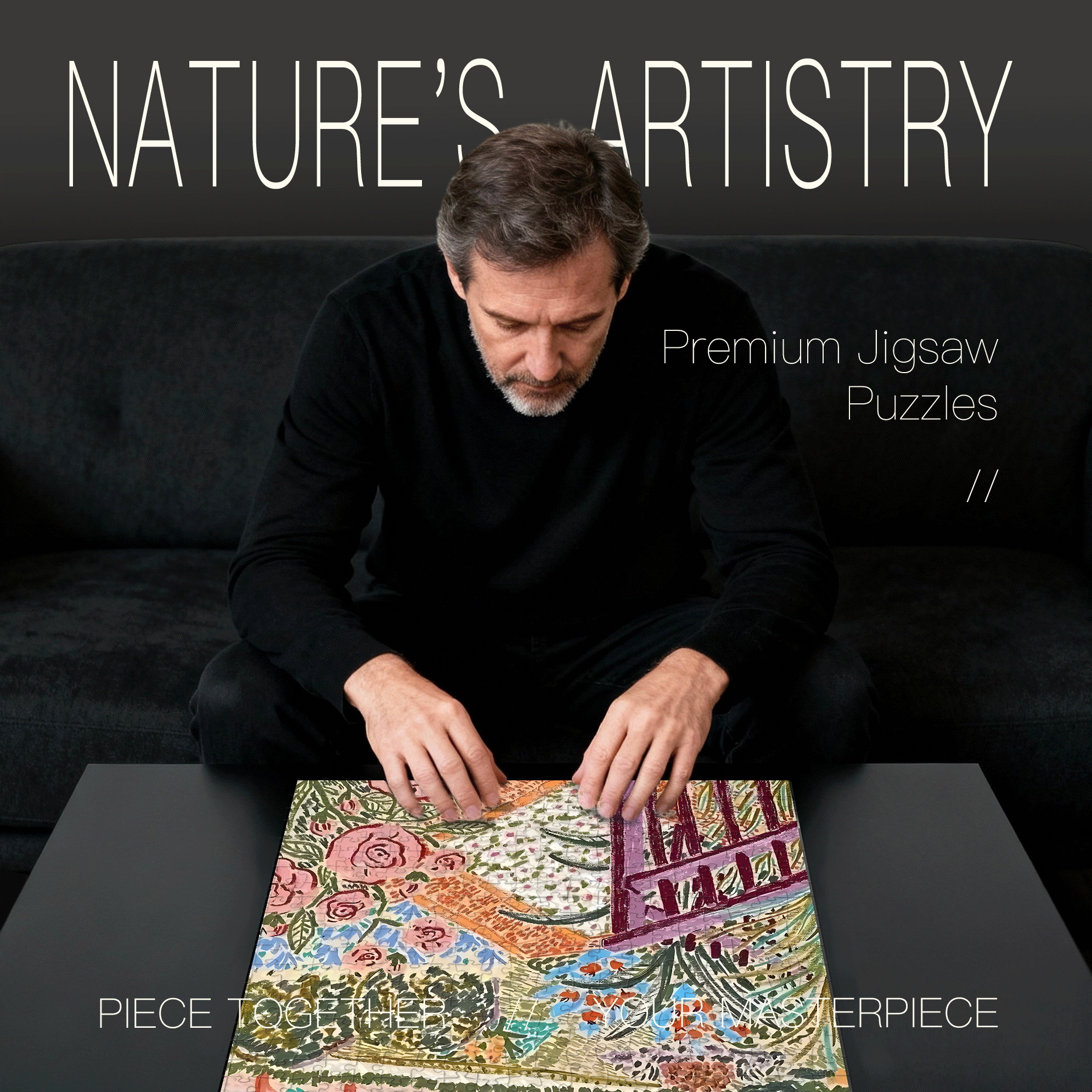 A Few Strokes 500pcs/1000pcs Jigsaw Puzzle, Scratch-Resistant, Interactive Family Game & Brain-Boosting DIY Decor, Perfect for Halloween, Christmas & New Year Gifts, Family Puzzle Game