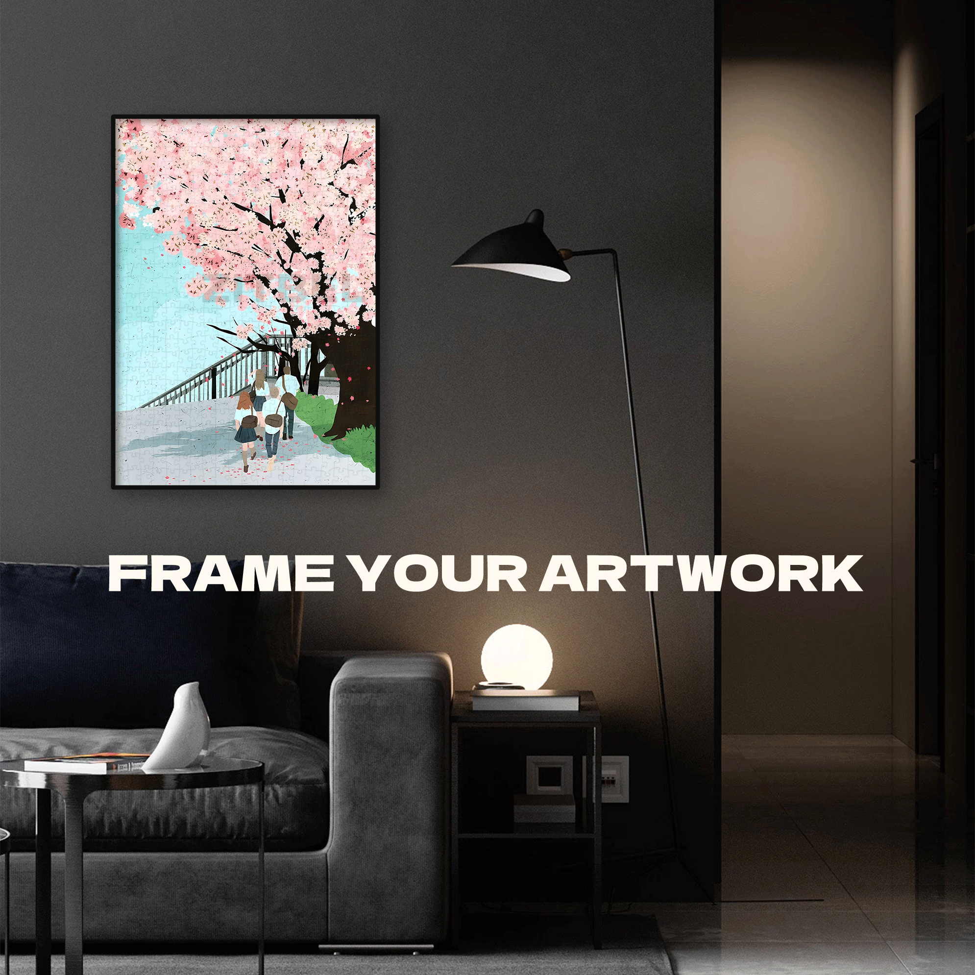 Cherry Blossom Street 2 500pcs/1000pcs Jigsaw Puzzle, Scratch-Resistant, Interactive Family Game & Brain-Boosting DIY Decor, Perfect for Halloween, Christmas & New Year Gifts, Family Puzzle Game